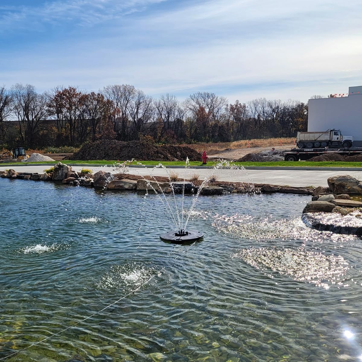 HALF OFF PONDS Floating Fountain – 1/4 HP Pond Aerator, 100' Cord – 3000 GPH Water Pump – 9 Spray Patterns - White LED Lights - for Ponds & Water Gardens