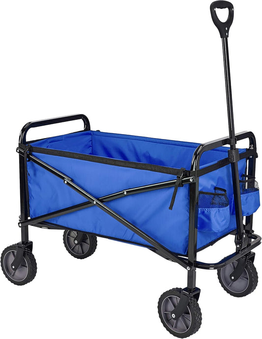 Amazon Basics Collapsible Folding Heavy Duty Utility Wagon for Outdoor Sports, 265 pounds Weight Capacity, Camping, Garden, and Shopping, 27.6 x 40.9 x 20 inches, Blue