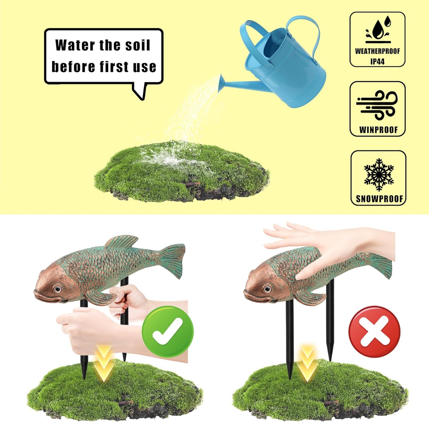 10.8" Resin Koi Pond Kit, 2Pcs Antique Koi Fish Garden Statues, Yard Pond Decor, Large Outdoor Statues Ornaments, Real Fish Sculpture Art, Garden for Outdoors