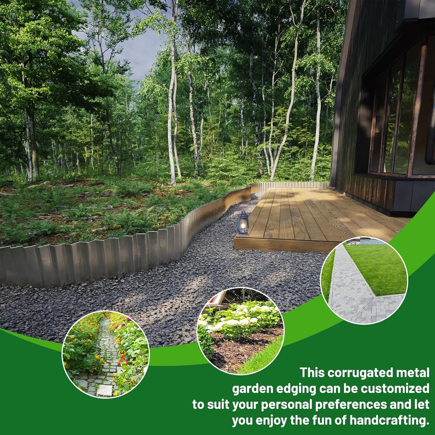 SnugNiture Corrugated Metal Garden Edging,4" x 10' Sturdy Lawn Edging Border,Landscape Edging Border for Lawn, Flower Bed,Garden and Yard