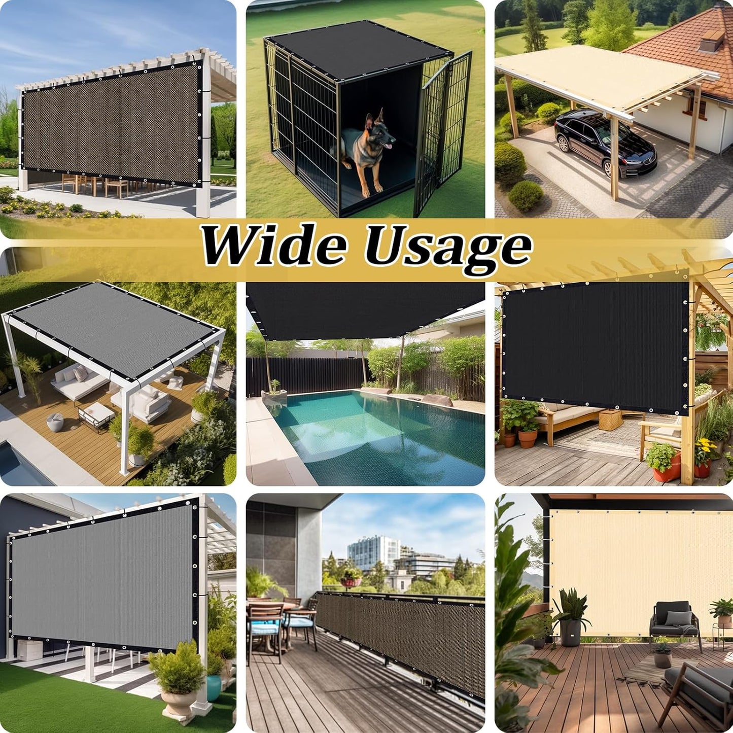Shade&Beyond Customized Size 90% Sun Shade Cloth with Grommets, 15' X 24' Pergola Shade Cover Canopy, Mesh Tarp Sun Screens for Patio, Outdoor, Garden, Backyard GN01, White