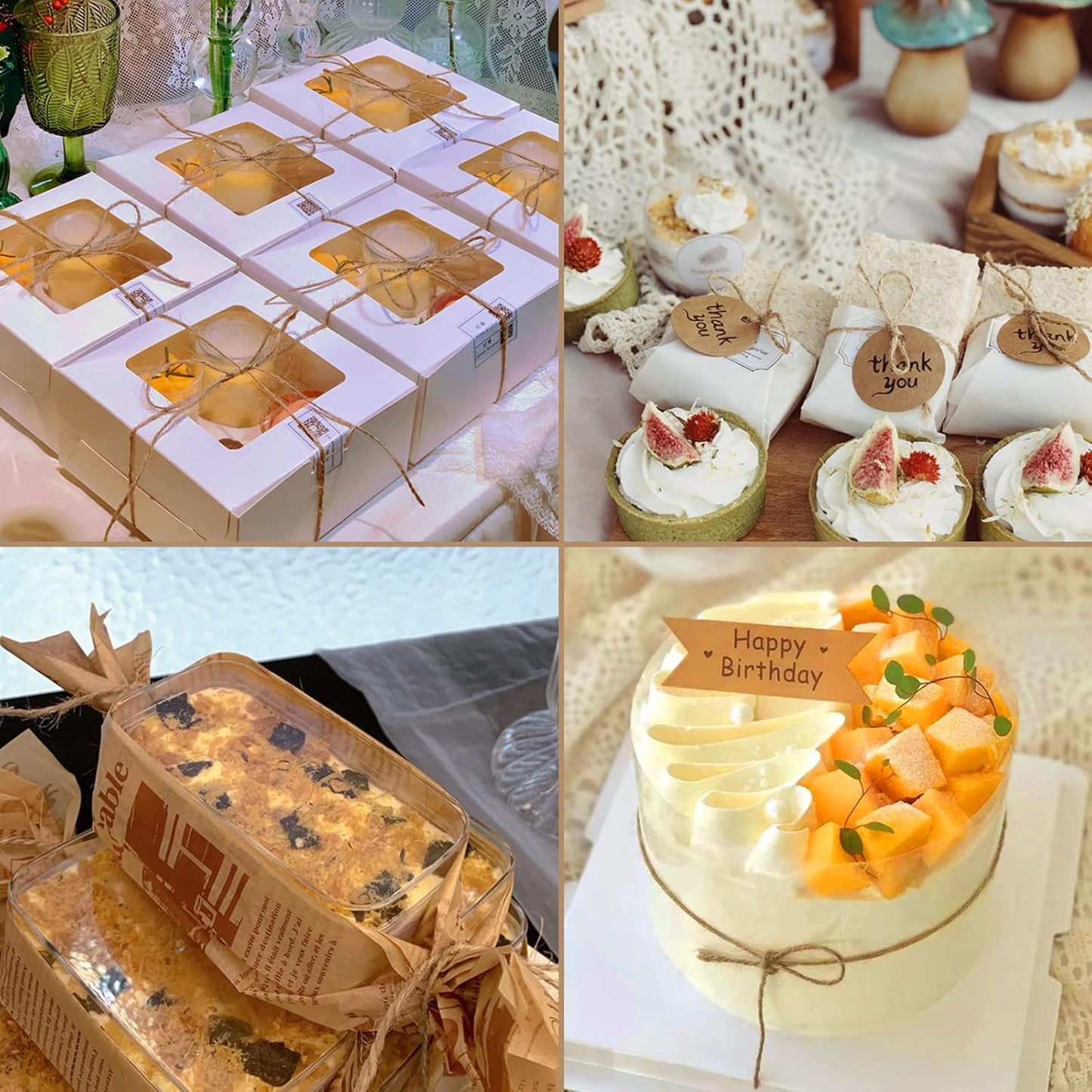 Anvin 984 Feet Cotton Twine Natural Jute Twine Packing Twines Bakers Twine Kraft Twine Wrapping Butchers Baking Arts and Crafts Gardening(Pack of 3, 10 Ply 2mm Thick)