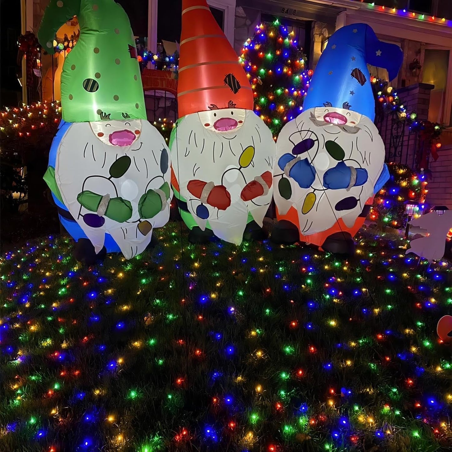 QITONG 2 Pack Multicolor Solar Christmas Lights, Each 66ft 200 LED Solar Fairy Lights Outdoor Waterproof, 8 Modes Silver Wire Solar Mini Twinkle Lights