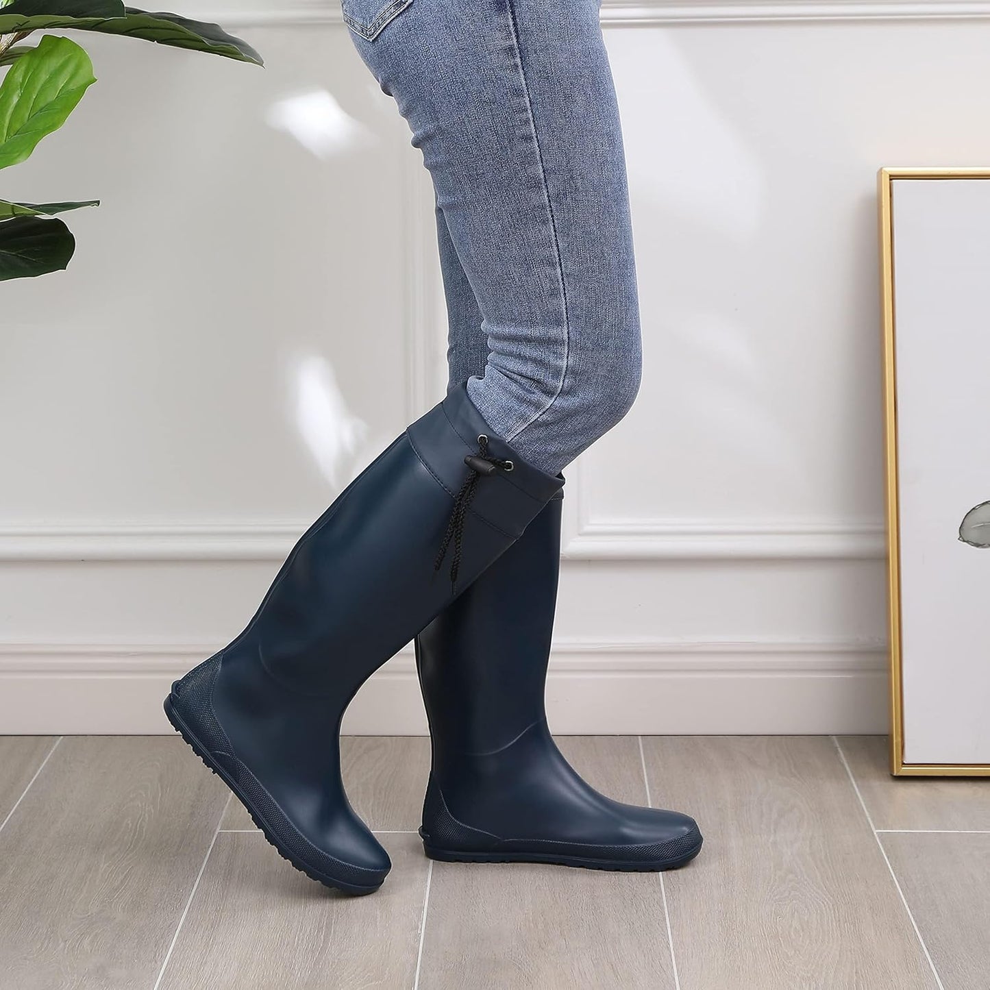 Asgard Packable Tall Rain Boots for Women Waterproof Rubber Garden Boots Ultra Lightweight Flat Mud Boots- NOT FOR WIDE CALF