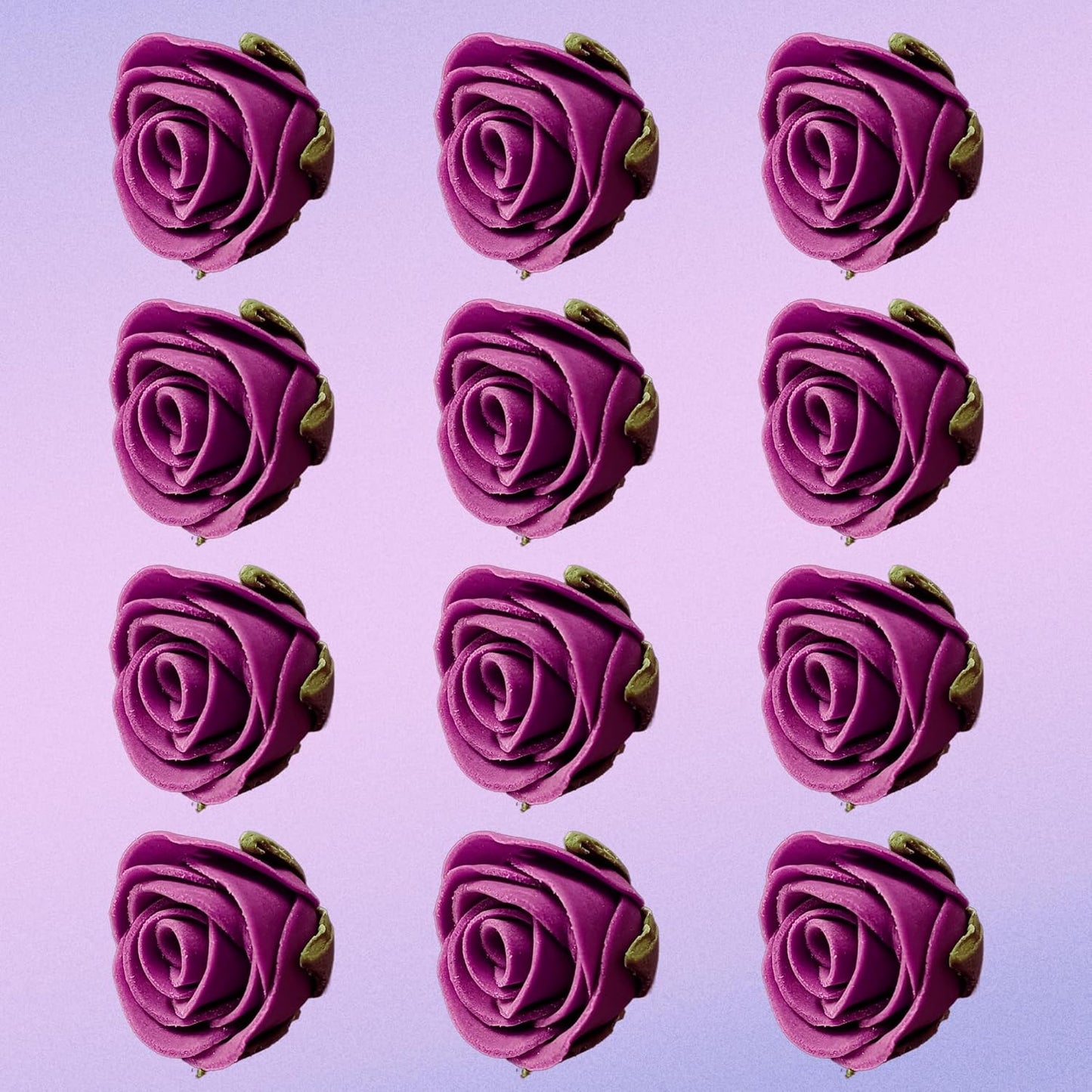 Confect Edible Rose Cake Toppers For Cupcakes & Doughnut Edible Toppers Roses for Cake Decorations - Fuchsia Pink | Vegan, Gluten-Free, Soy-Free, Dairy-Free, Palm Oil-Free -Pack of 12