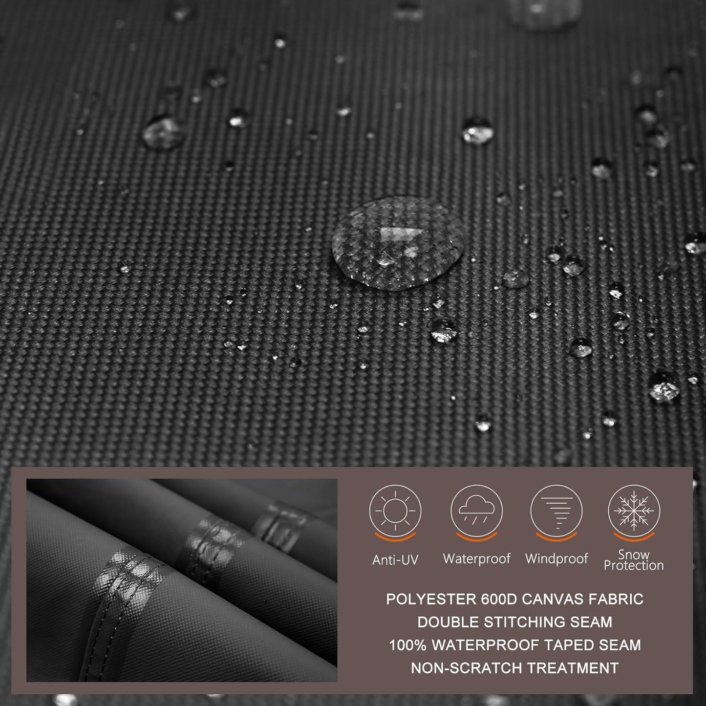 ULTCOVER Waterproof Grill Cover 58 inch, Heavy Duty BBQ Cover for 3-5 Burners Outdoor Gas Barbecue Grill, Black