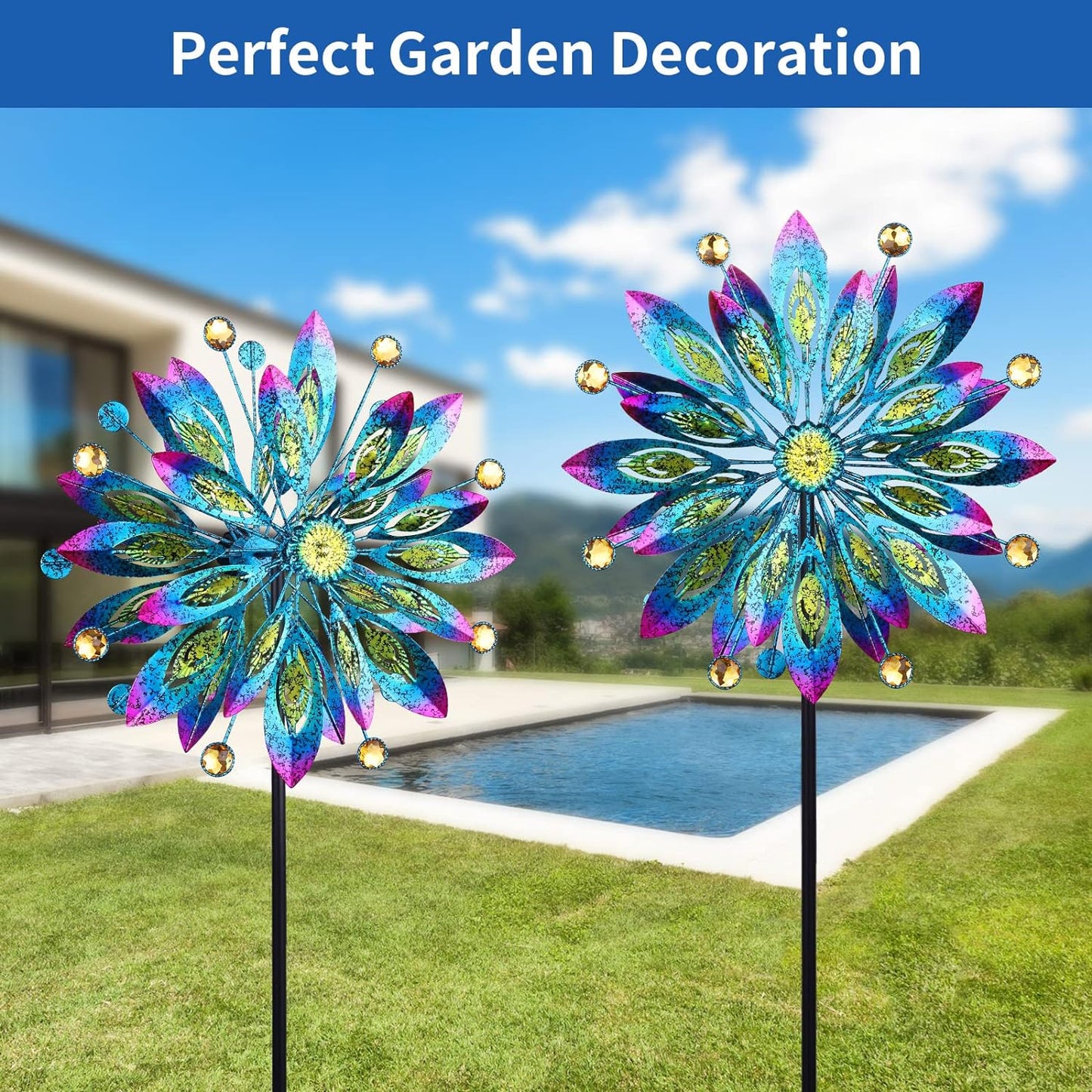 Wind Spinner for Yard and Garden Windmill Outdoor Metal Kinetic Wind Sculpture Dual Direction 360 Degrees Swivel for Yard Patio Lawn Decoration,61 Inch