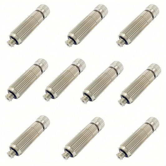 High Pressure Brass Nickel Plated Misting Nozzle for Outdoor Cooling Mist System, 0.7mm Ceramics Orifice, Anti-Drip Cleanable, 10pcs