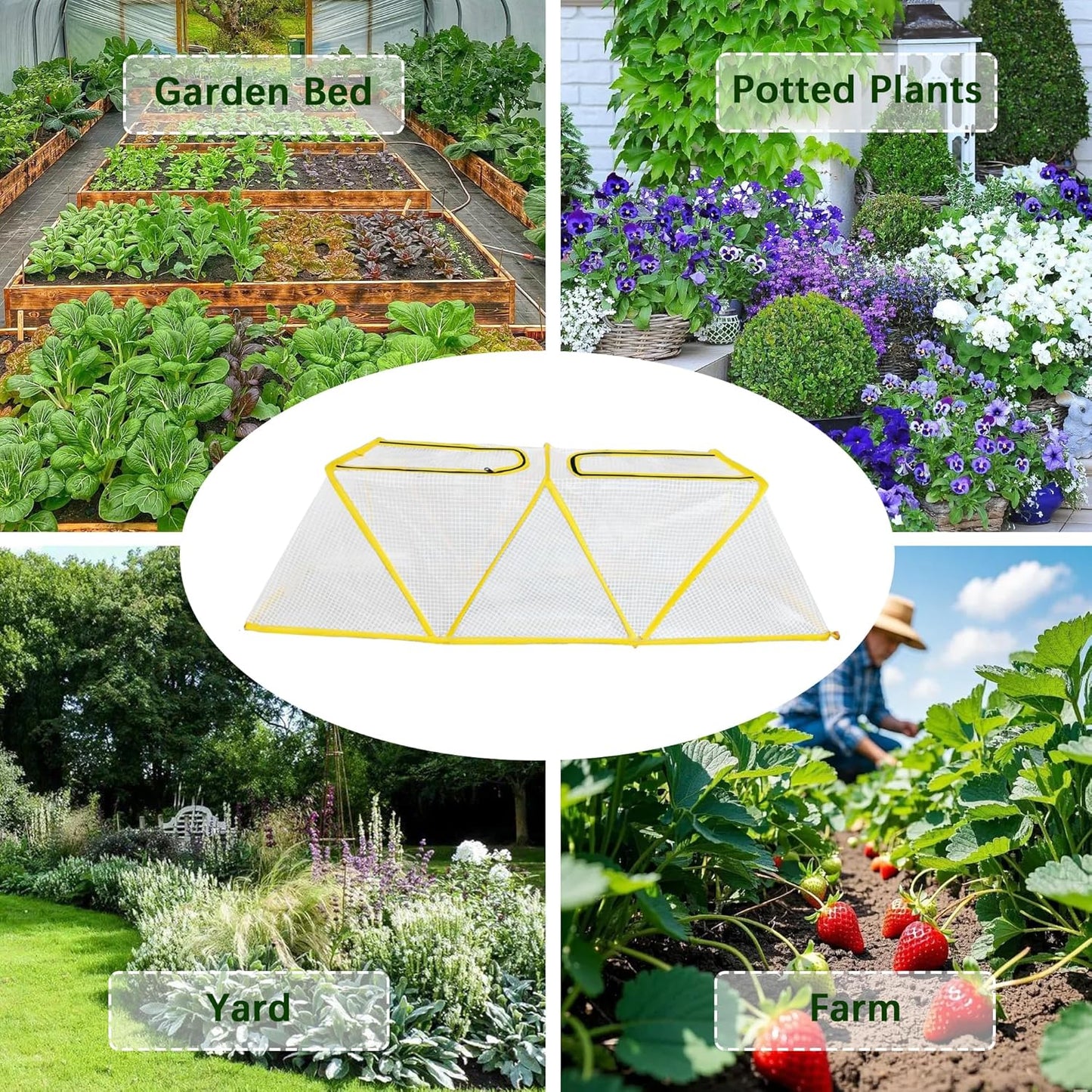 47.2" *14.6" *13.4" Foldable Garden Row Accelerator Plants Cover for Raised Garden Bed, Mini Greenhouse Cover with Two Air Hole and Breathable Mesh, Frost Cover for Plant Vegetable Seedling Protector