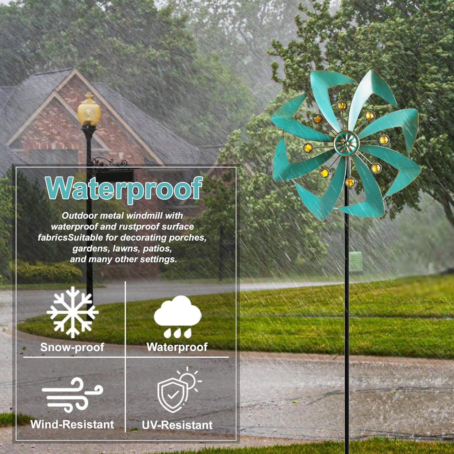 Wind Spinners Outdoor, 10 inch Wind Sculptures & Spinners, Metal Kinetic Wind Spinner, Decorative Pinwheels Large Wind Spinners for Yard and Garden Decor,Green