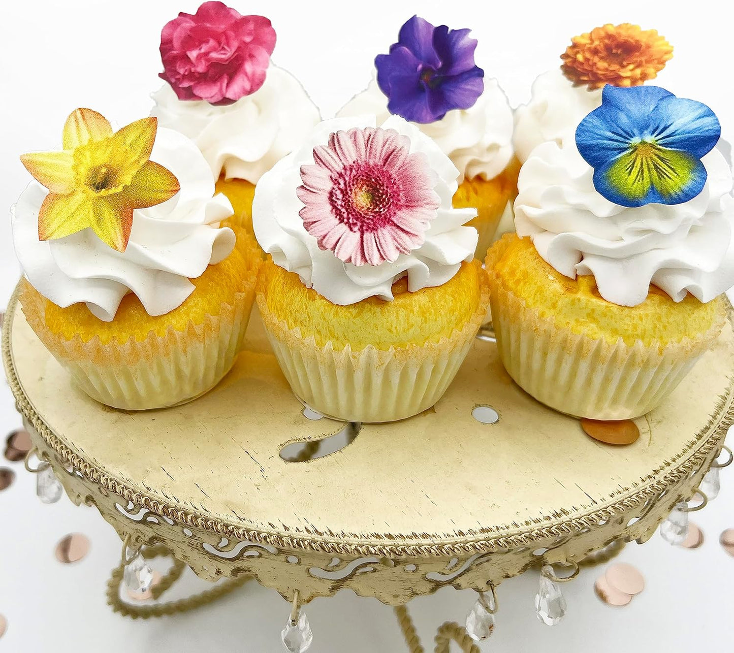 Sugar Robot - Edible Wafer flowers for cake decorating - Small Size - Edible flowers cake decorations - Premium Crafted - Made in the USA Cake -Set of 24 (Wafer Flowers)