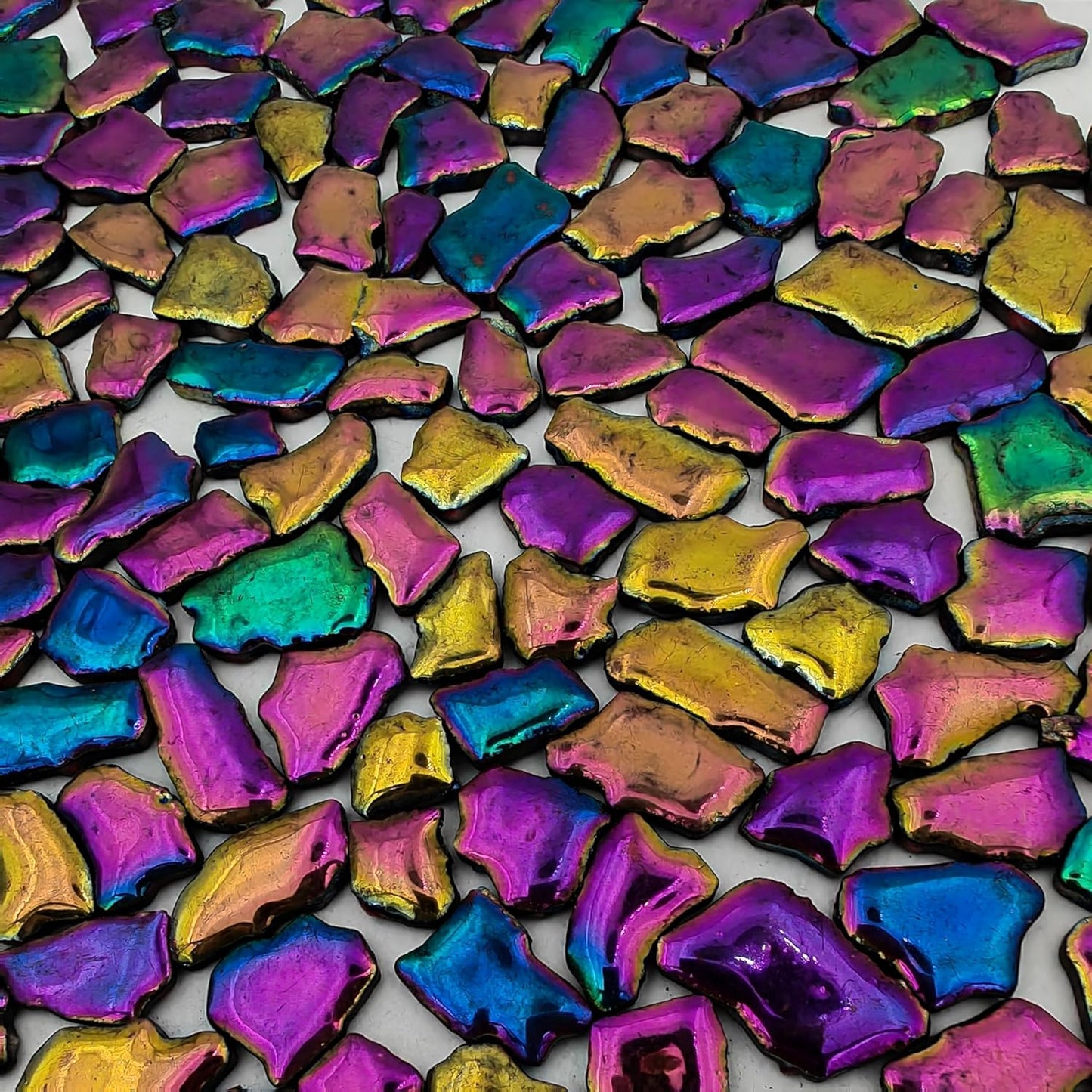 500g/1.1lb Random Color Irregular Ceramics Mosaic Tiles,DIY Making Creative Ceramic Mosaic Tiles for DIY Craft Plates Flowerpots Vases Cups Mosaic Making Supplies (Irregular Rainbow)