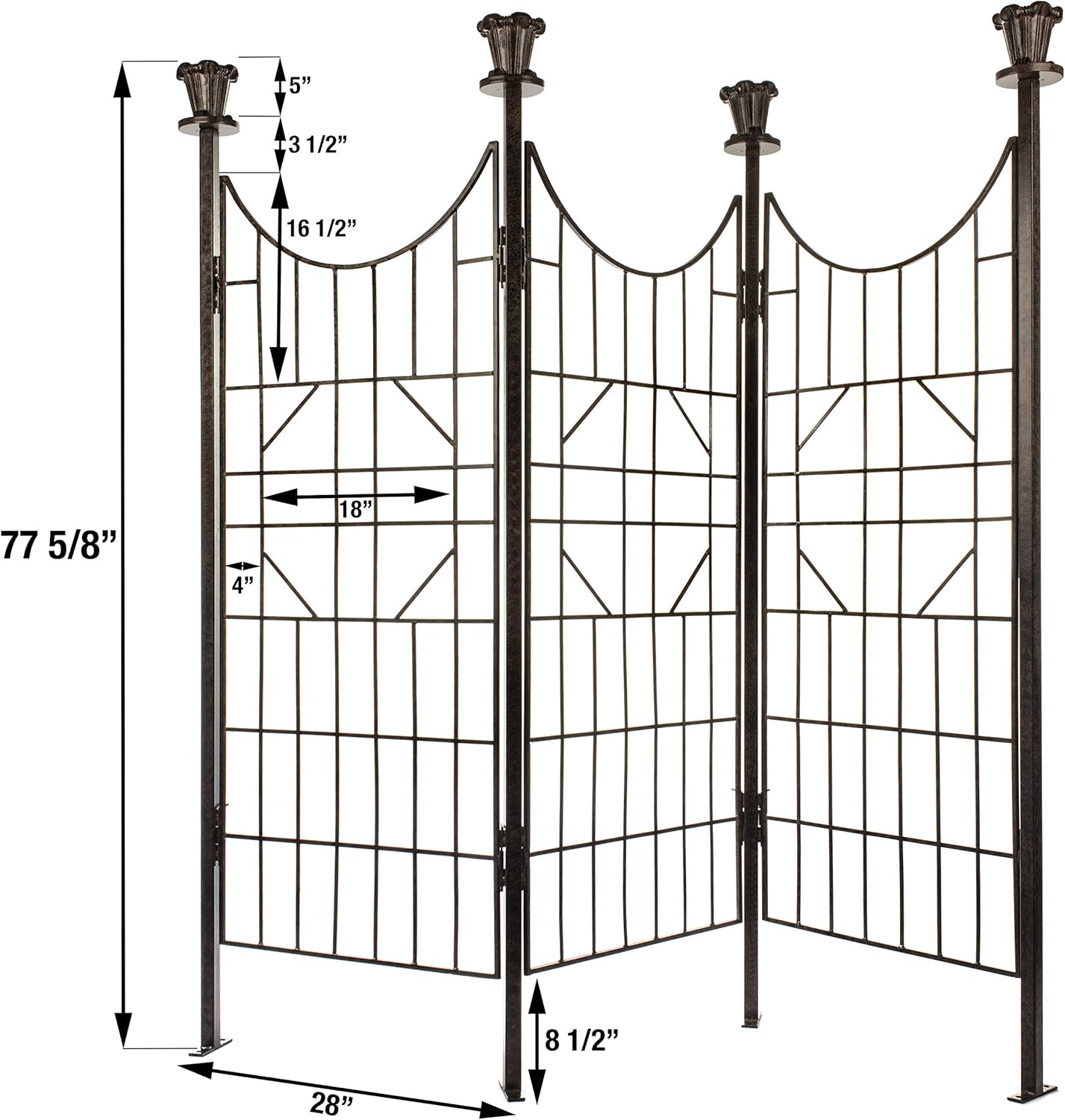 H Potter Large Iron Garden Trellis for Climbing Plants Patio Screen Deck Privacy Fence