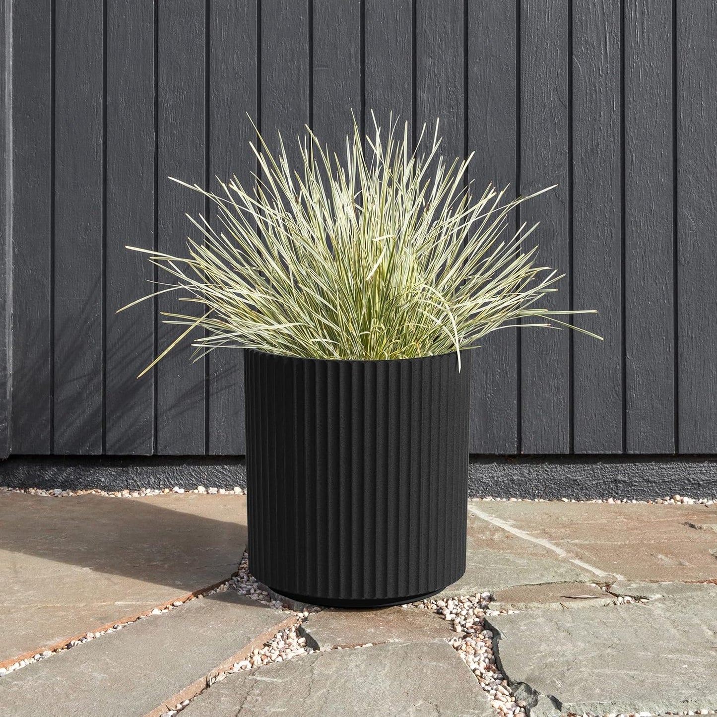 Veradek Demi Series Round Planter for Porch, Patio, Backyard | Durable Plastic-Stone Composite Material | Modern Décor for Tall Plants, Flowers