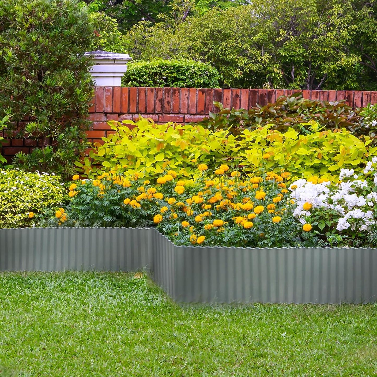 Worth Wide-Corrugated Galvanized Steel Landscape Edging, 10" x 20Ft Flexible Sturdy Metal Lawn Garden Edging Long Strips for Raised Flower Bed Tree Surrounds, Silver