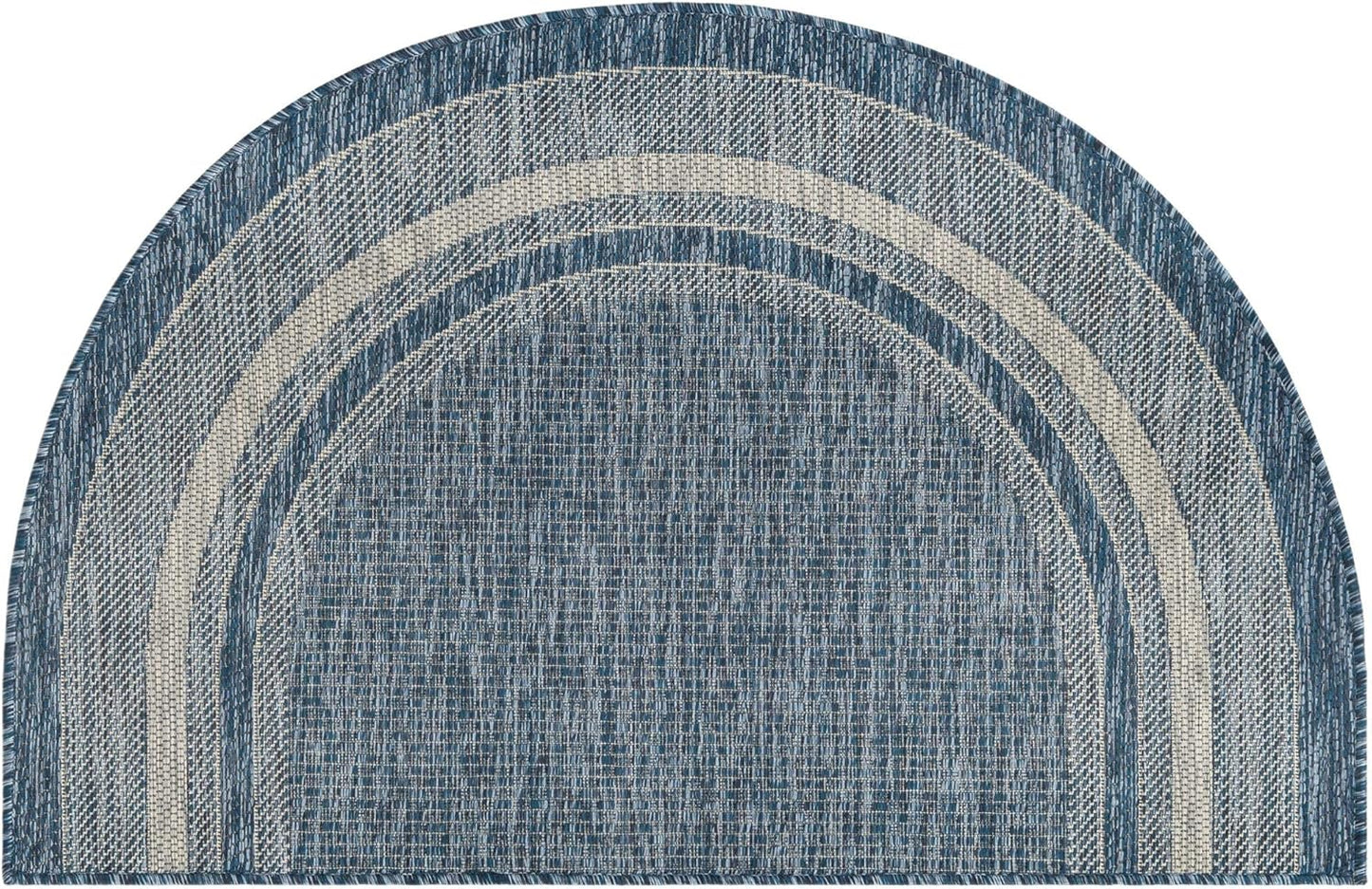 Unique Loom Outdoor Border Collection Area Rug - Soft Border (2' 7" x 4' 1" Hearth Blue/Ivory)
