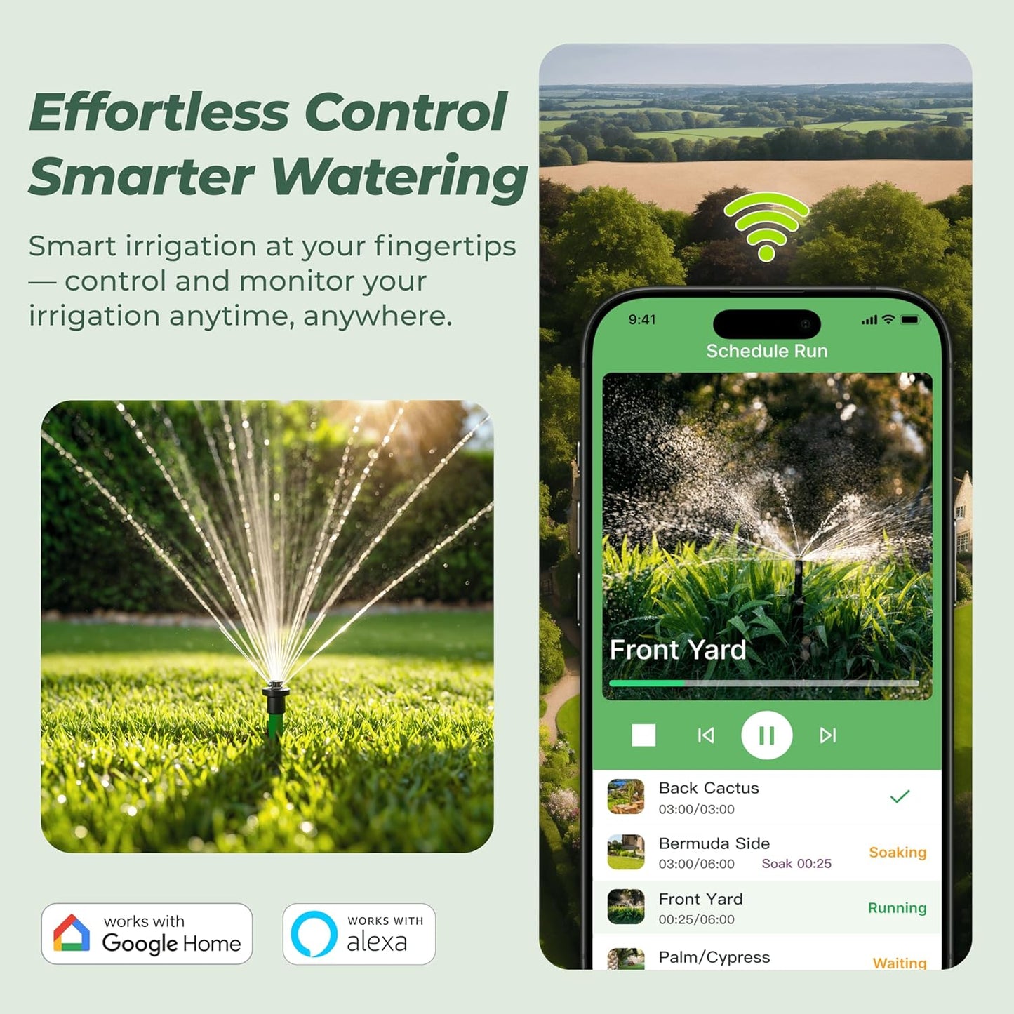ImoLaza Outdoor Smart Sprinkler Controller, 16-Zone WiFi Irrigation Controller with Hyper-Local Weather, App Remote Control, Works w/ Alexa, Auto Watering, Rain/Freeze/Wind Skip, Smart Fault Detection