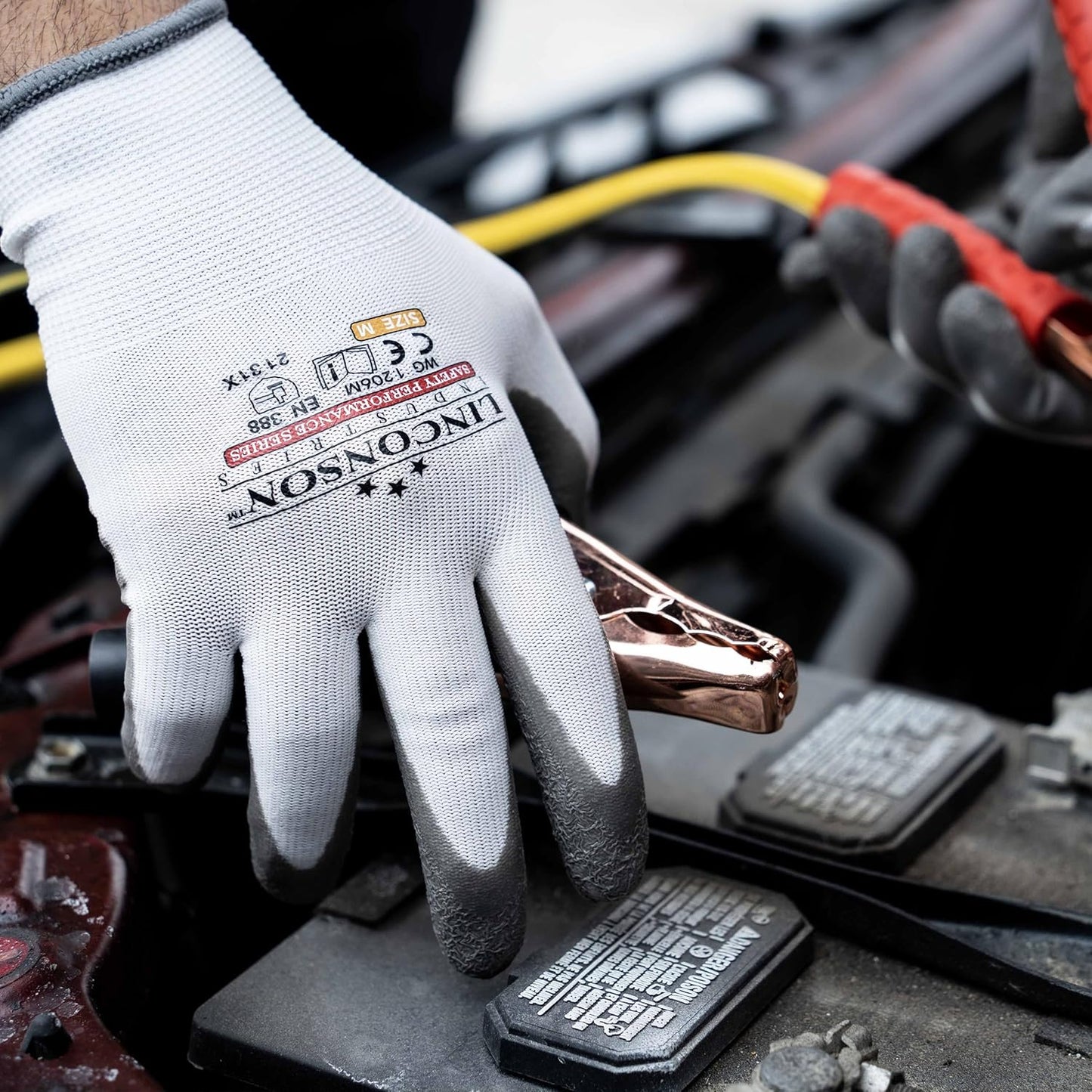 linconson 12 Pack Safety Performance Series Construction Mechanics Wrinkle Latex Work Gloves