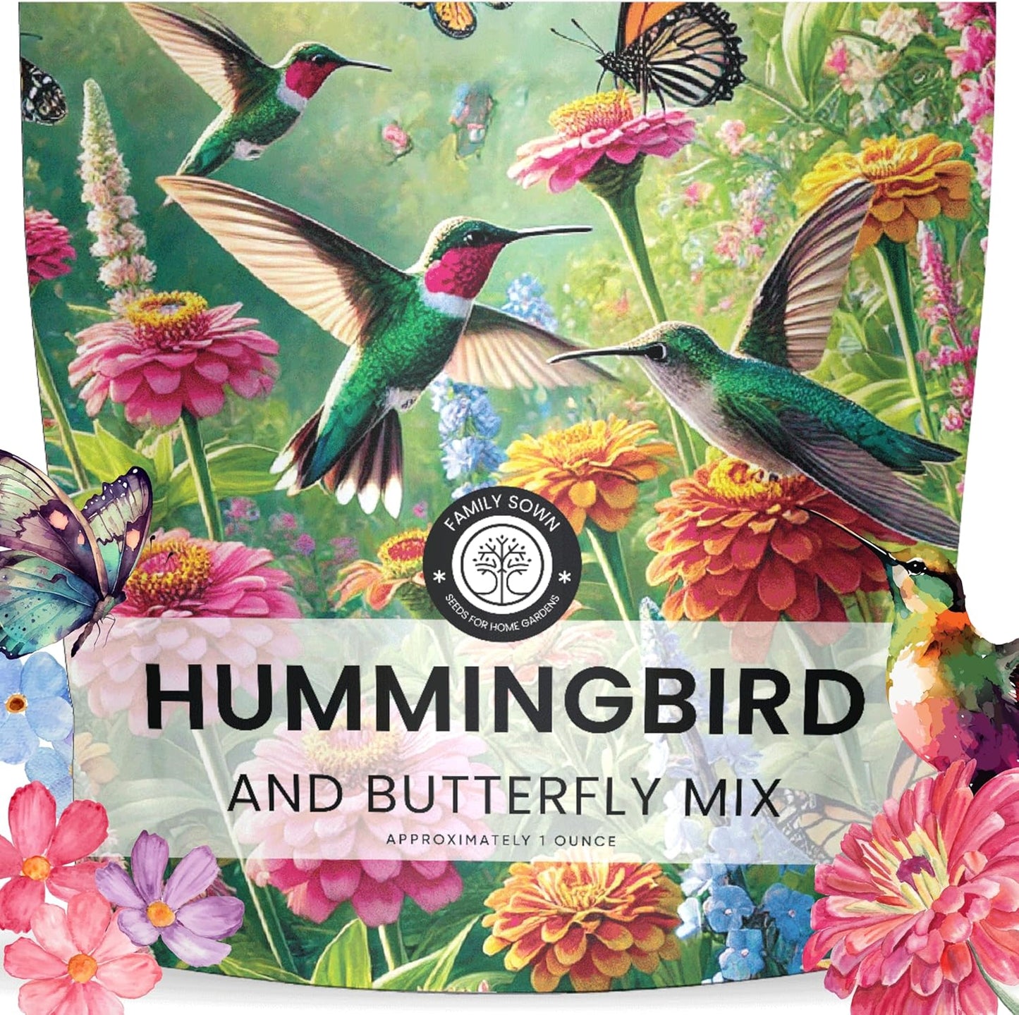Hummingbird Butterfly Mix - Large 1 Ounce Packet - 7,500 Flower Seeds for Planting - Wildflower Mix