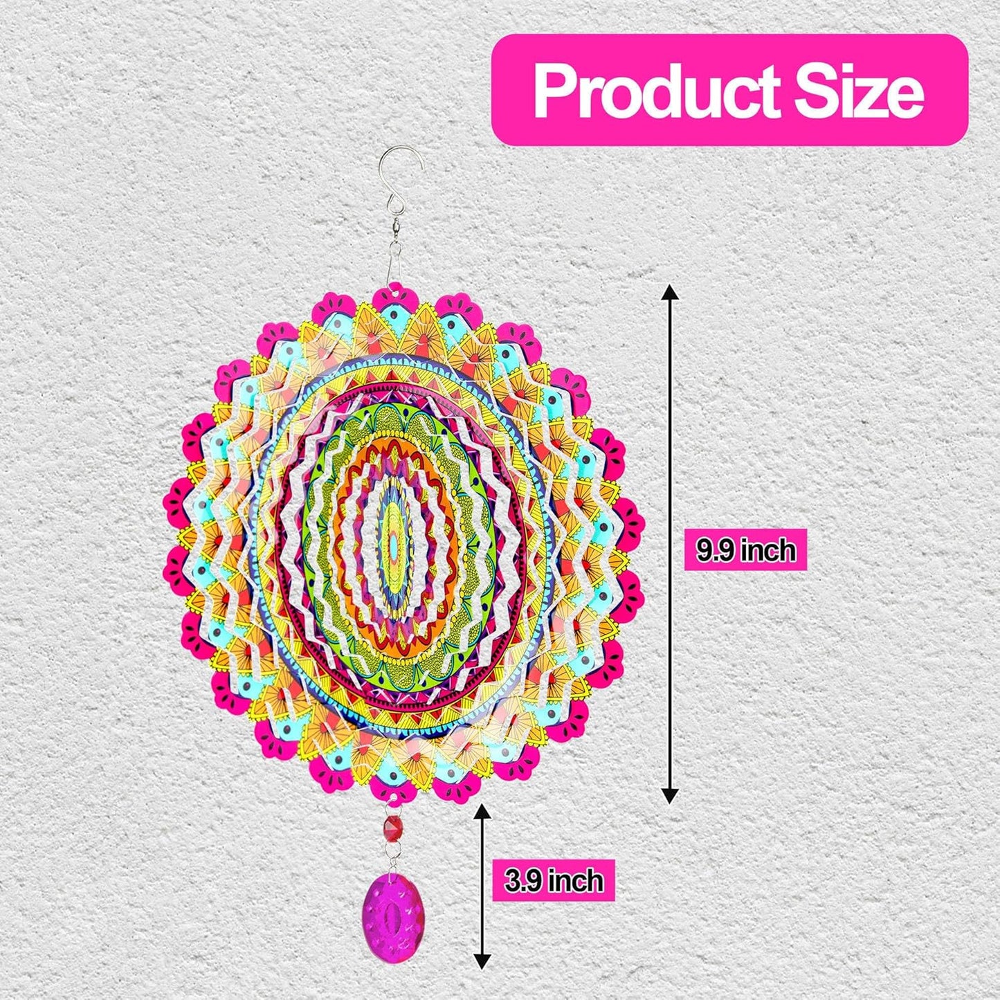 Wind Spinner, Hanging Wind Sculptures,Wind Spinners for Yard and Garden Decor,Yard Decorations Outdoor,Hanging Art Ornaments for Garden Yard Balcony Decor (Mandela Multicolor)