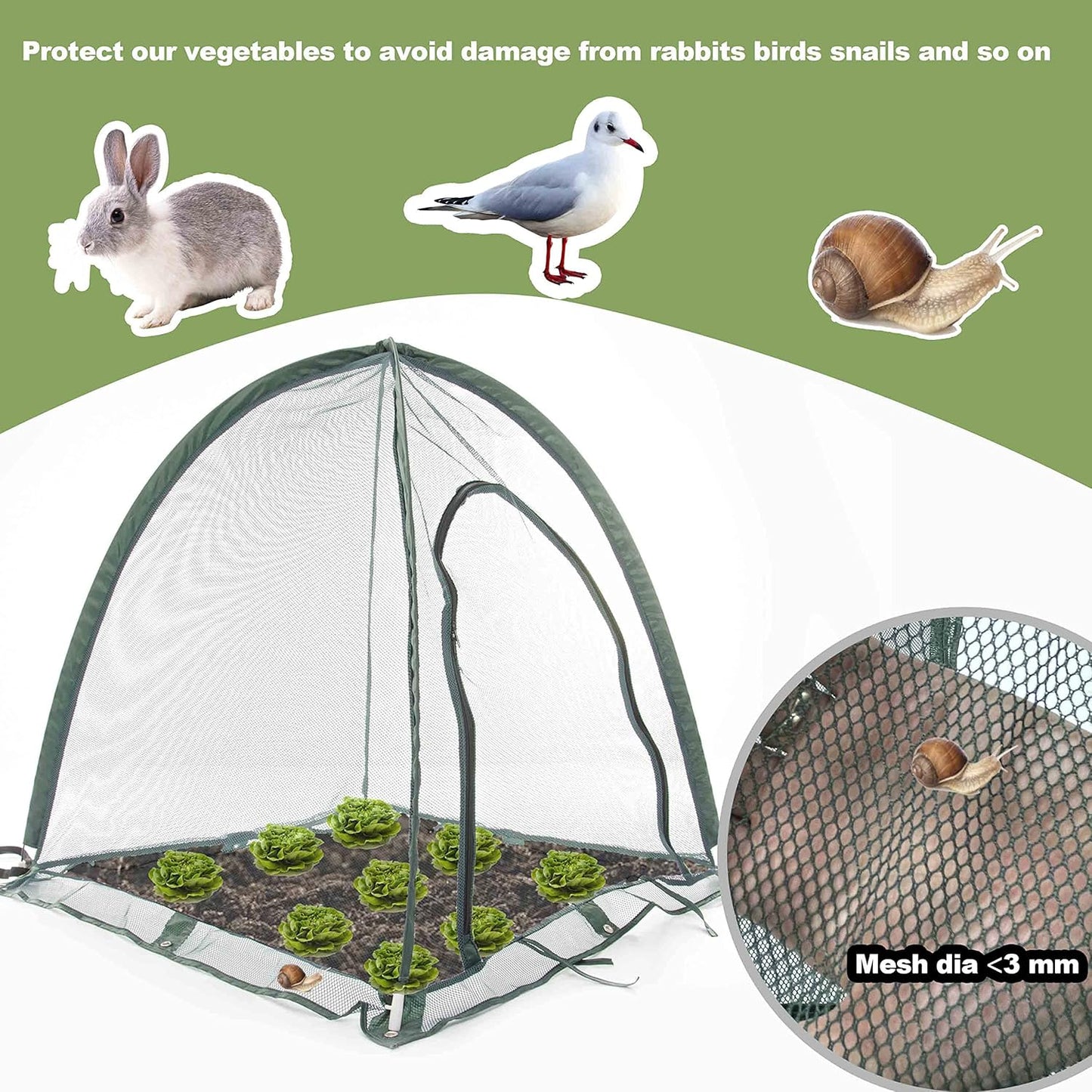 Pop up Gardening Net Cover,36x36x39 inch Pack of 3 Pest Guard Cover for Vegetables Fruits Durable Plant Gardening Net Pop-Up Chicken Pen for Small Animals Outdoor Run and Pet Enclosure