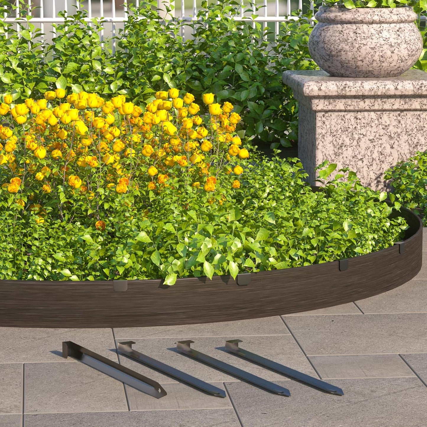 20Pcs Metal Landscape Edging Stakes, 10 Inch Garden Stakes Landscape Anchoring Spikes for Terrace Board, Landscape Edging Coil, Grass Barrier, Bender Board, Garden Liner, Black