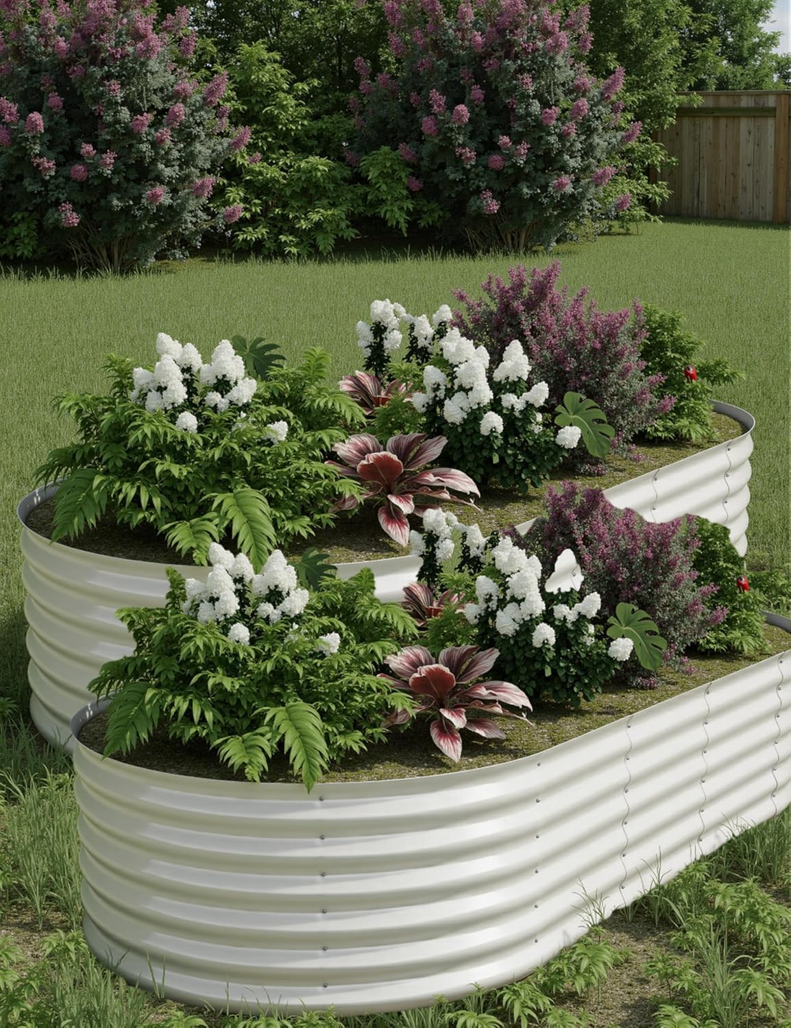 2 Pcs Raised Garden Beds Outdoor 8x4x1.5 ft - Galvanized Steel Planter Box for Vegetables, Flowers, Rust-Resistant Garden Box, Easy Assembly Raised Beds, Durable Planters for Outdoor Plants, Beige