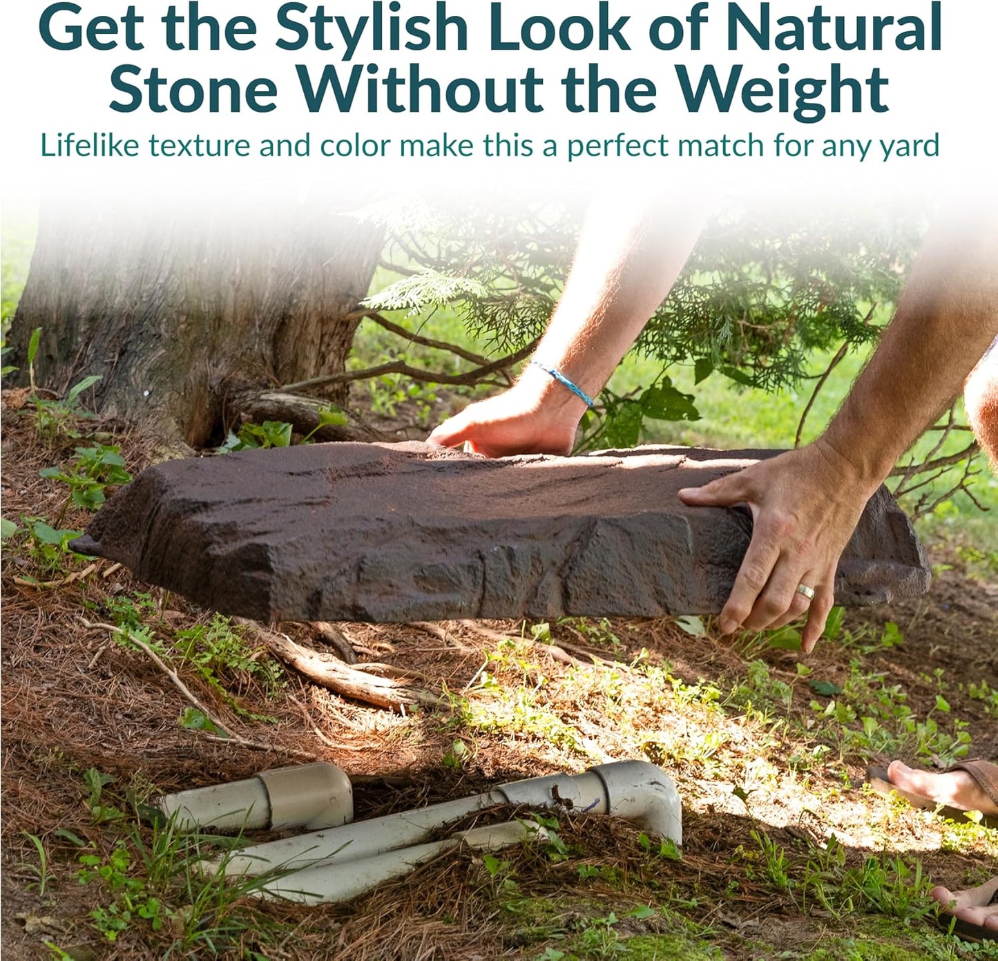 Sunnydaze 3.5” H Polyresin Faux Landscape Rock Cover - Lightweight Fake Rock Well Pump Cover for Outside - Brown - 2-Pack