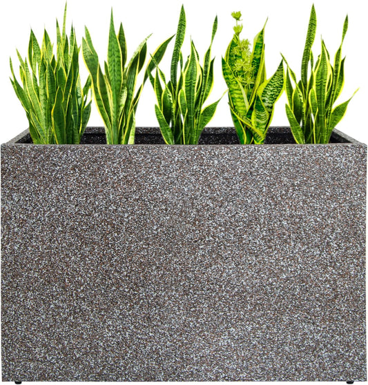 Metal Planter Box Rectangular Planter, 35.5" Lx 10" Wx 28" H Terrazzo Pink Large Planters with Drainage Holes, Galvanized Steel Tall Planters for Patio/Porch