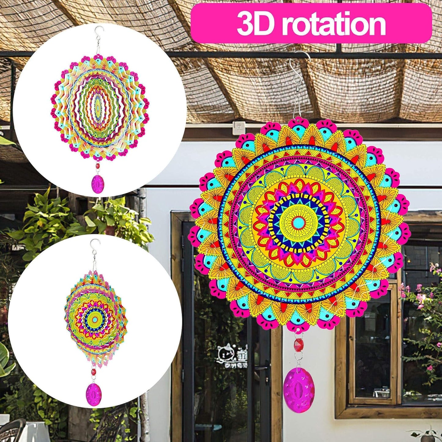 Wind Spinner, Hanging Wind Sculptures,Wind Spinners for Yard and Garden Decor,Yard Decorations Outdoor,Hanging Art Ornaments for Garden Yard Balcony Decor (Mandela Multicolor)