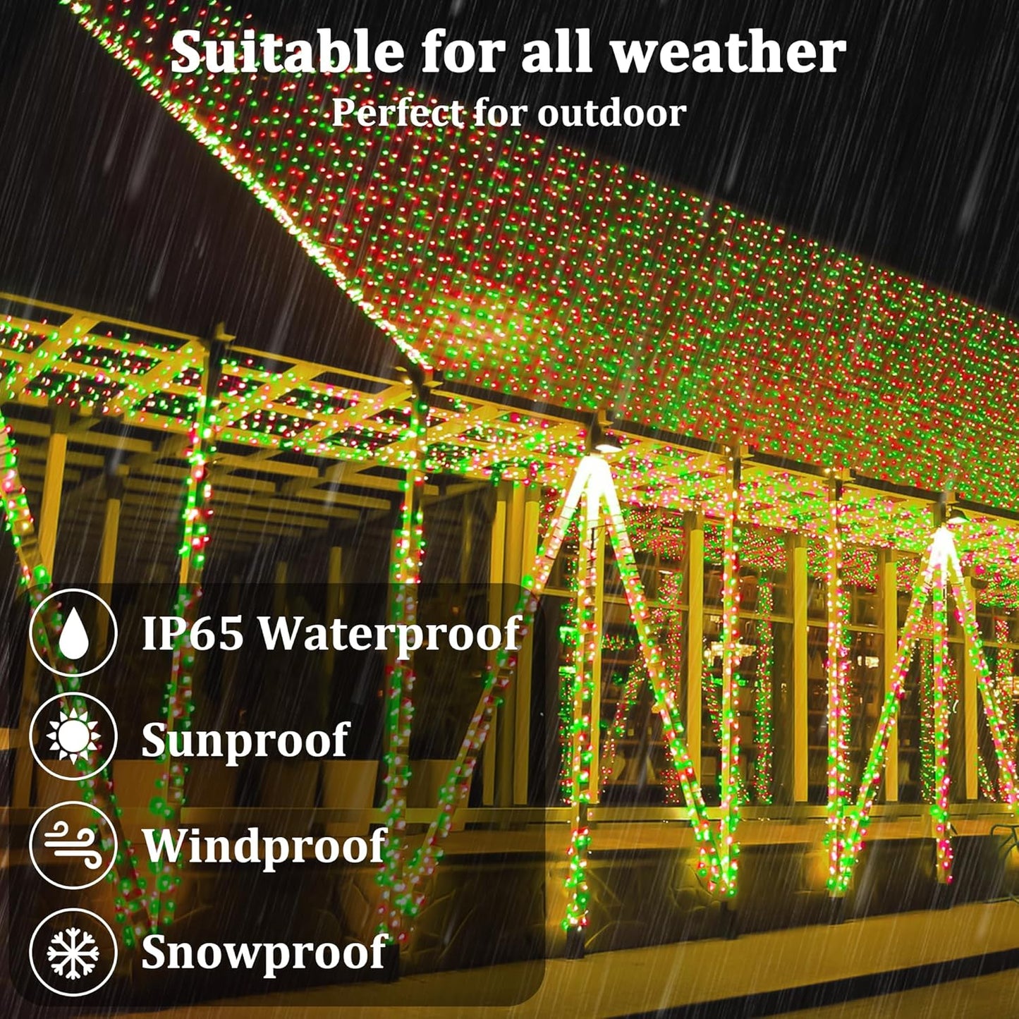 2-Pack 200FT Solar String Lights for Outside, 600 LED Extra-Bright Solar Light Outdoor with 19 Modes & Timer, Waterproof Fairy Solar Lights for Garden Patio Tree Christmas Decorations Red & Green