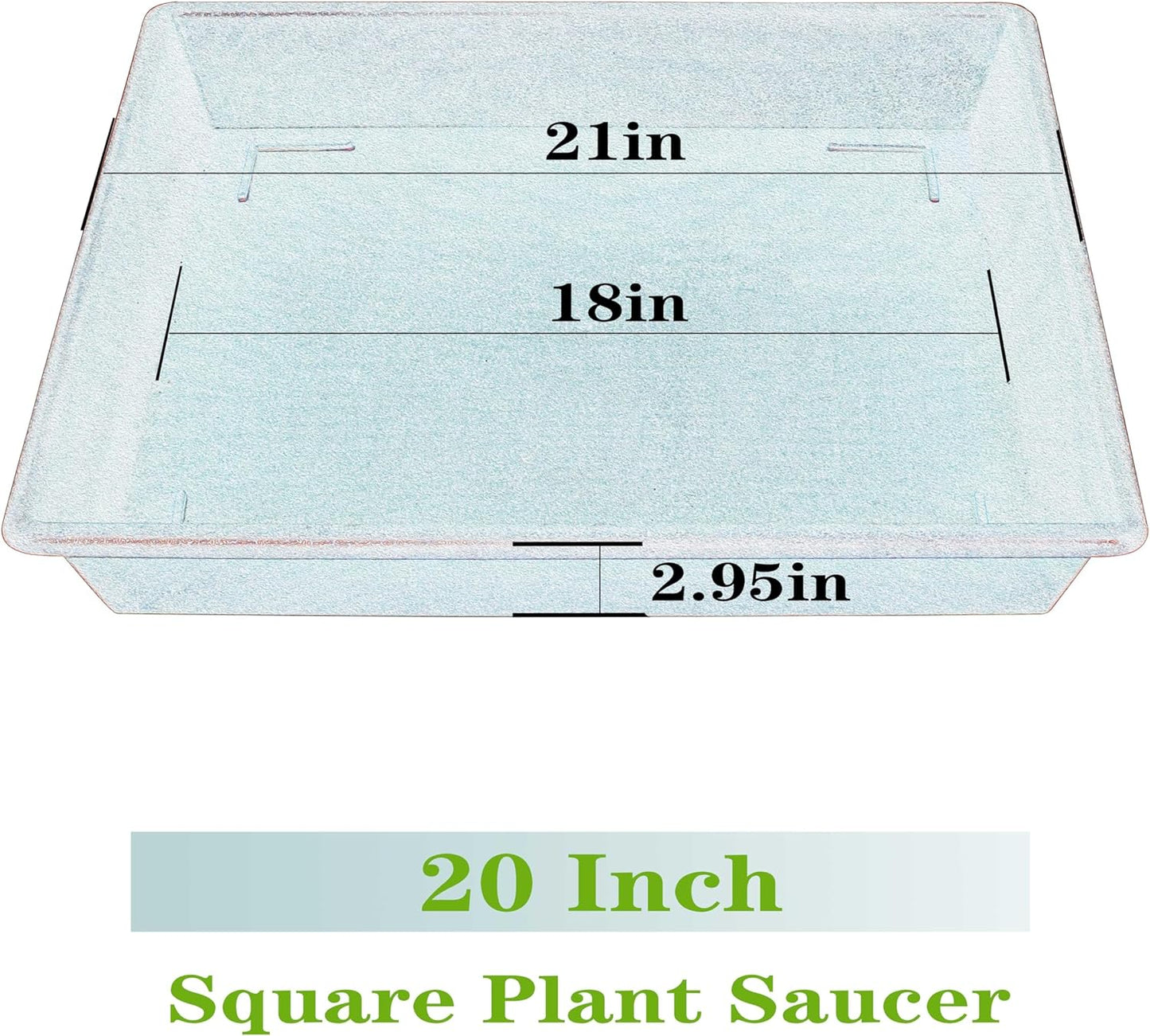 Square Plant Saucer 20 Inch 2 Pack 16 18 20 Extra Large Plant Trays for Pots Heavy Duty Plastic Plant Saucers for Indoors Outdoors, Flower Pot No Holes Plant Drip Trays