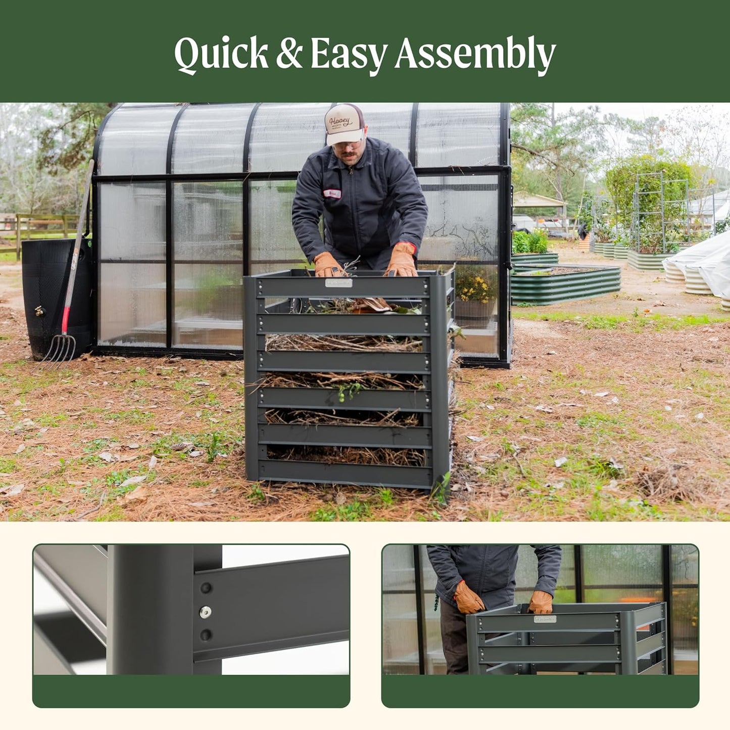 Vego Garden 32" Tall Modular Compost Bin 60" x 30" x 32"