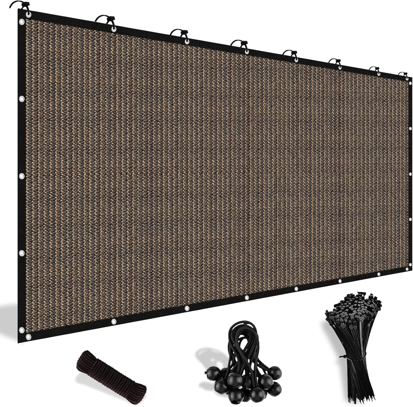 Shade&Beyond 90% Sun Shade Cloth with Grommets, 10' X 20' Pergola Shade Cover Canopy, Mesh Tarp Sun Screens for Patio, Outdoor, Garden, Backyard, Mocha