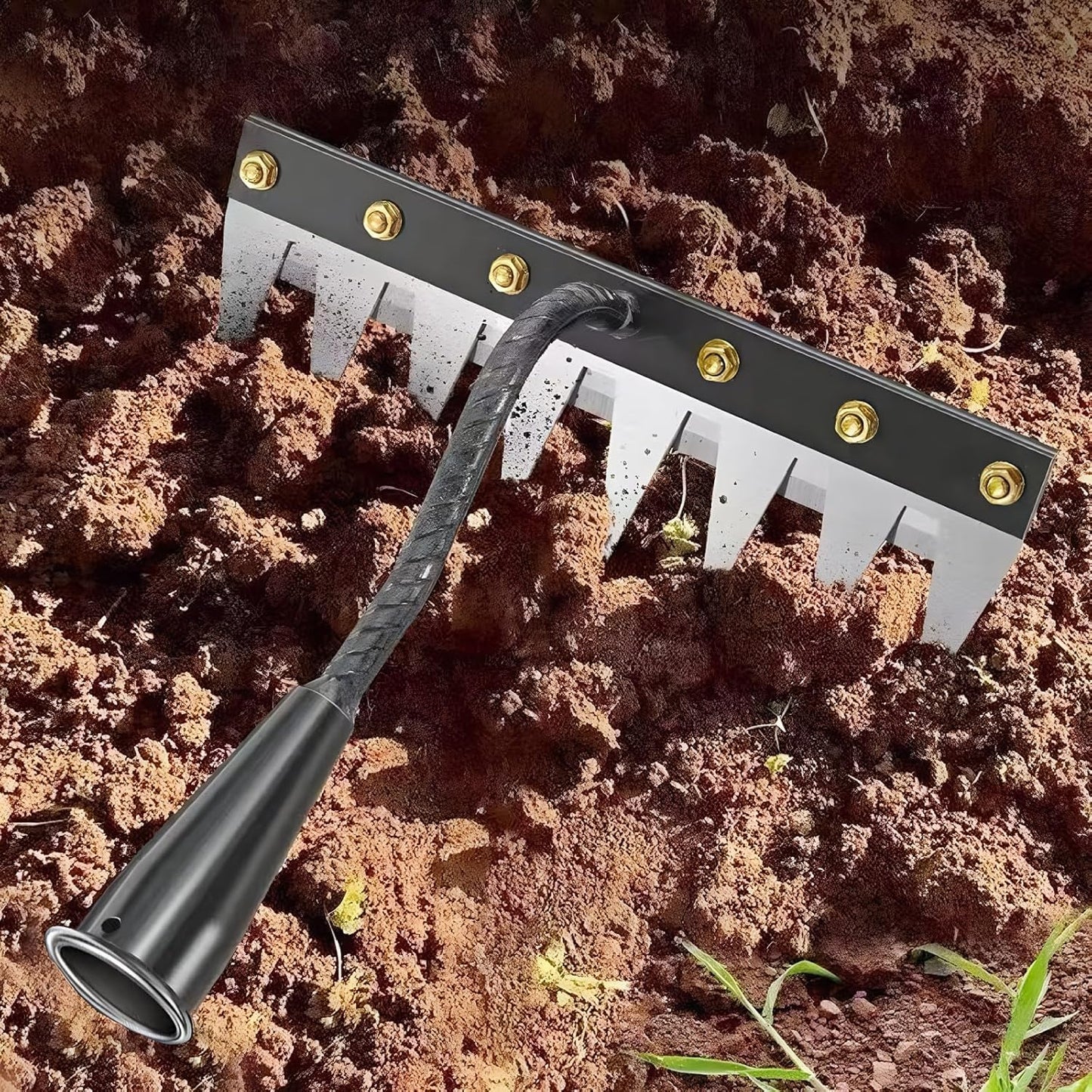 2 in 1 Iron Rake 2.0 for Gardening & Weeding,Multi-Tine Carbon Steel Garden Cultivator Rake | Weed Puller Tool & Uprooting Weeder for Gardenia | for Weeding, Cultivating, Lawn(No Handle Included)