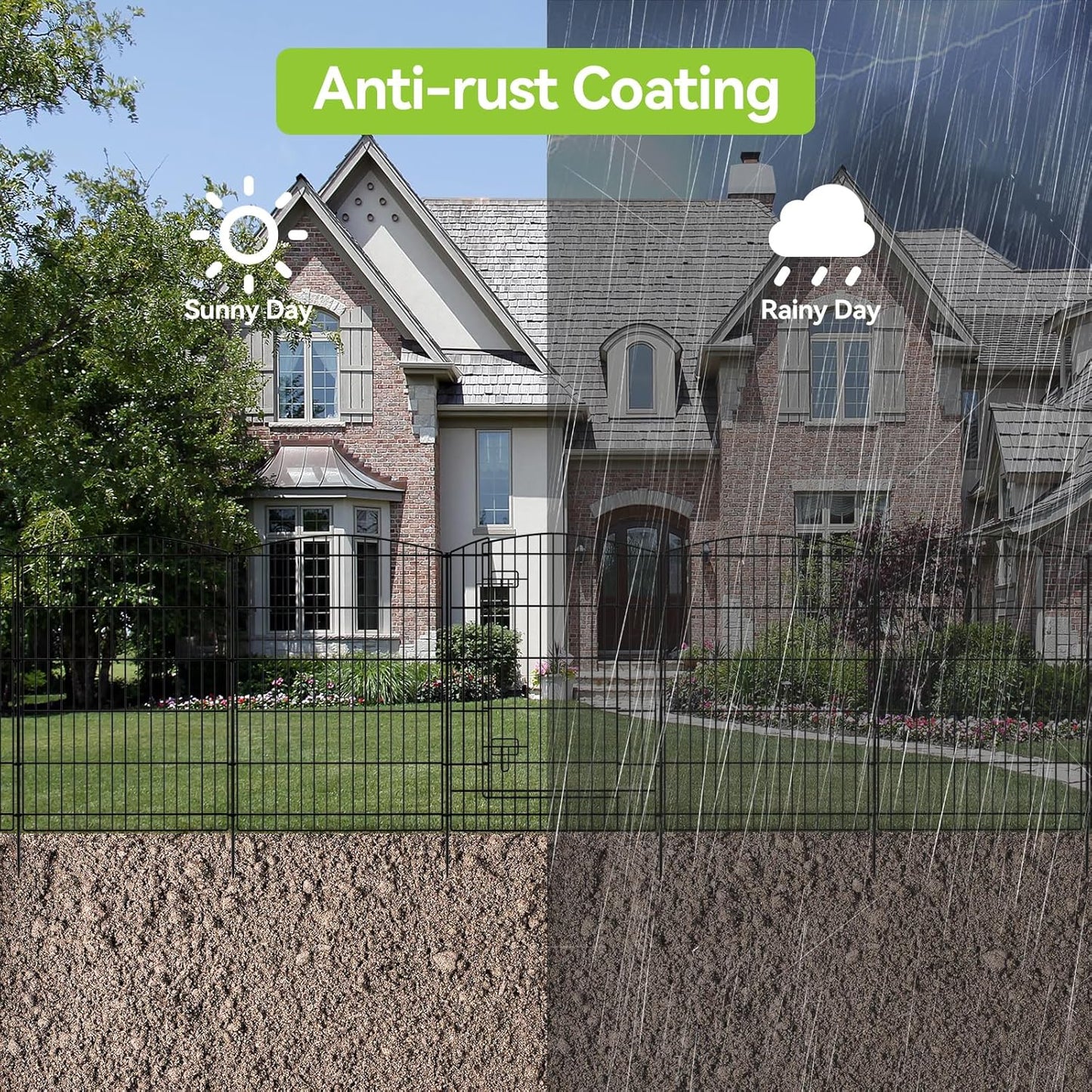 INJOPEXI Decorative Garden Fence 12 Panels 26ft (L)×36in (H) Garden Fences with 11 Panels + 1 Gate, No Dig Animal Barrier Rabbit Fencing Rustproof Metal Wire Temporary Dog Fence for Patio Outdoor Yard