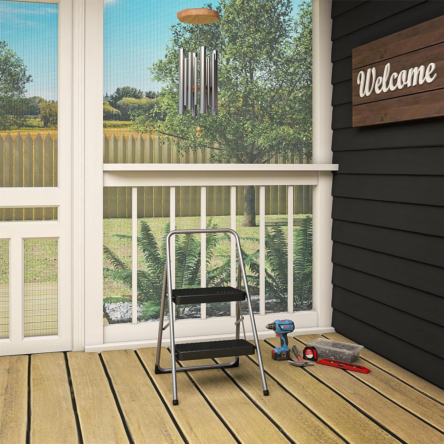 CoscoProducts COSCO 11137PBL1E 2 Household Folding Step Stool, ANSI Type 3, 200 lb Weight Capacity, Platinum