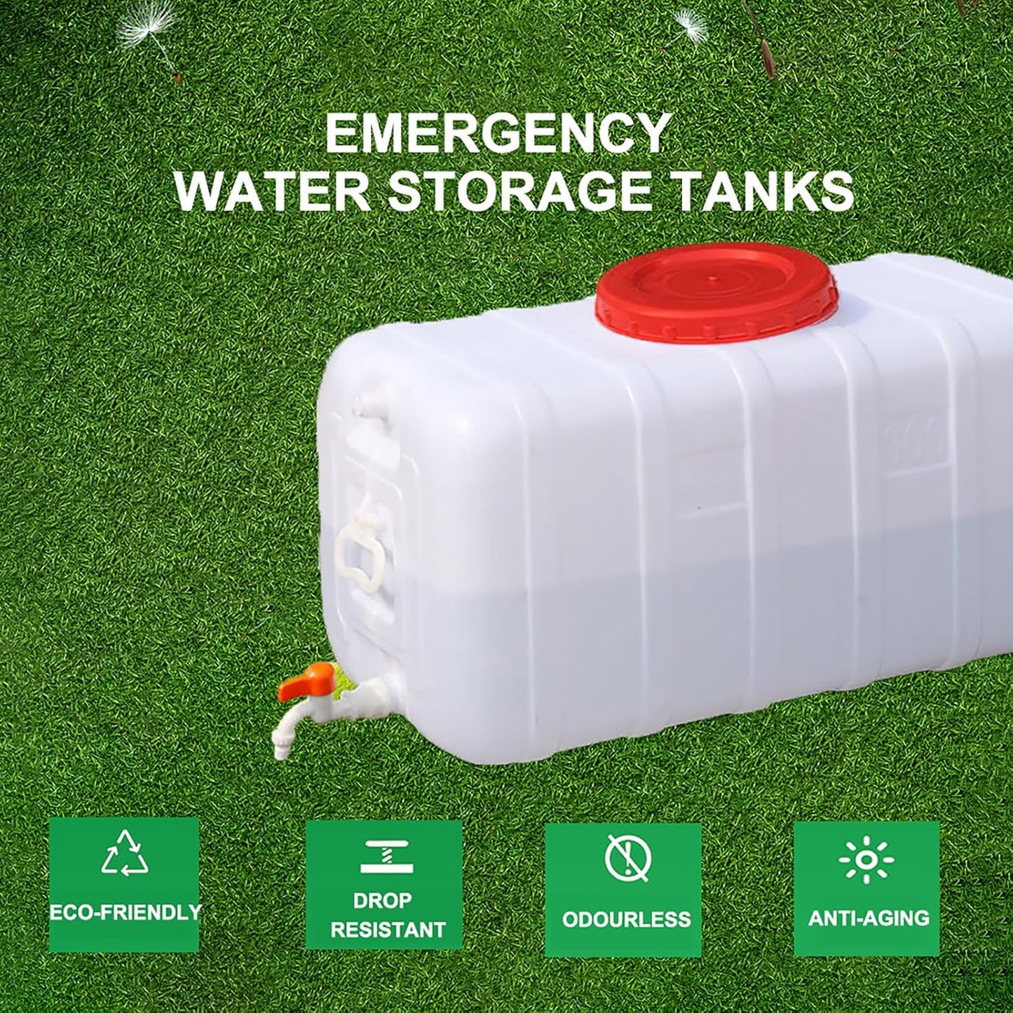 Plastic Portable Water Tank with Spigot for Camping Large Capacity Water Storage Tank Water Container for Emergency Storage Household Outdoor Camping RV Self-Driving(Size:25L/6.6gallon)