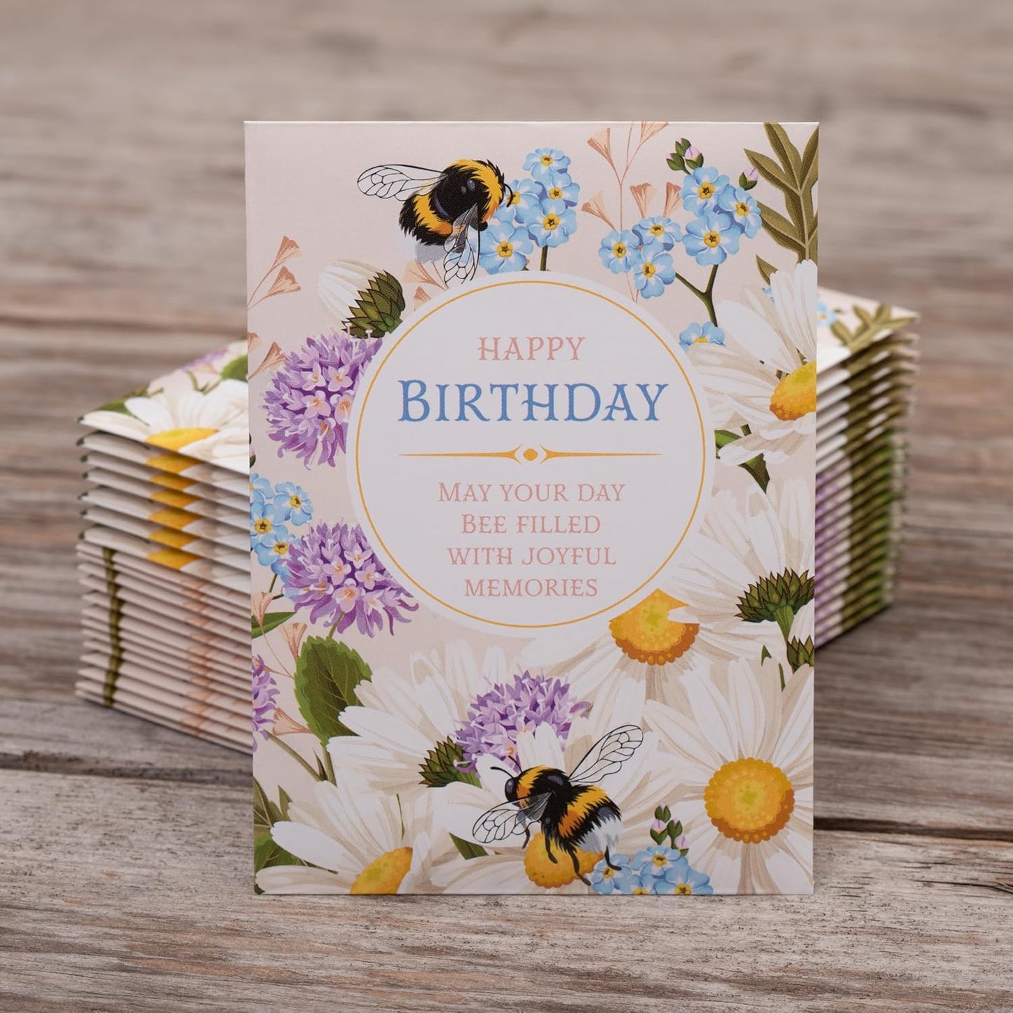 Happy Birthday Bee Forget Me Not Seed Packets - Set of 25 - Thank You Gifts - Wildflower Seeds for Planting - Floral Gifts - Thank You Card - Wild Flowers Bulk