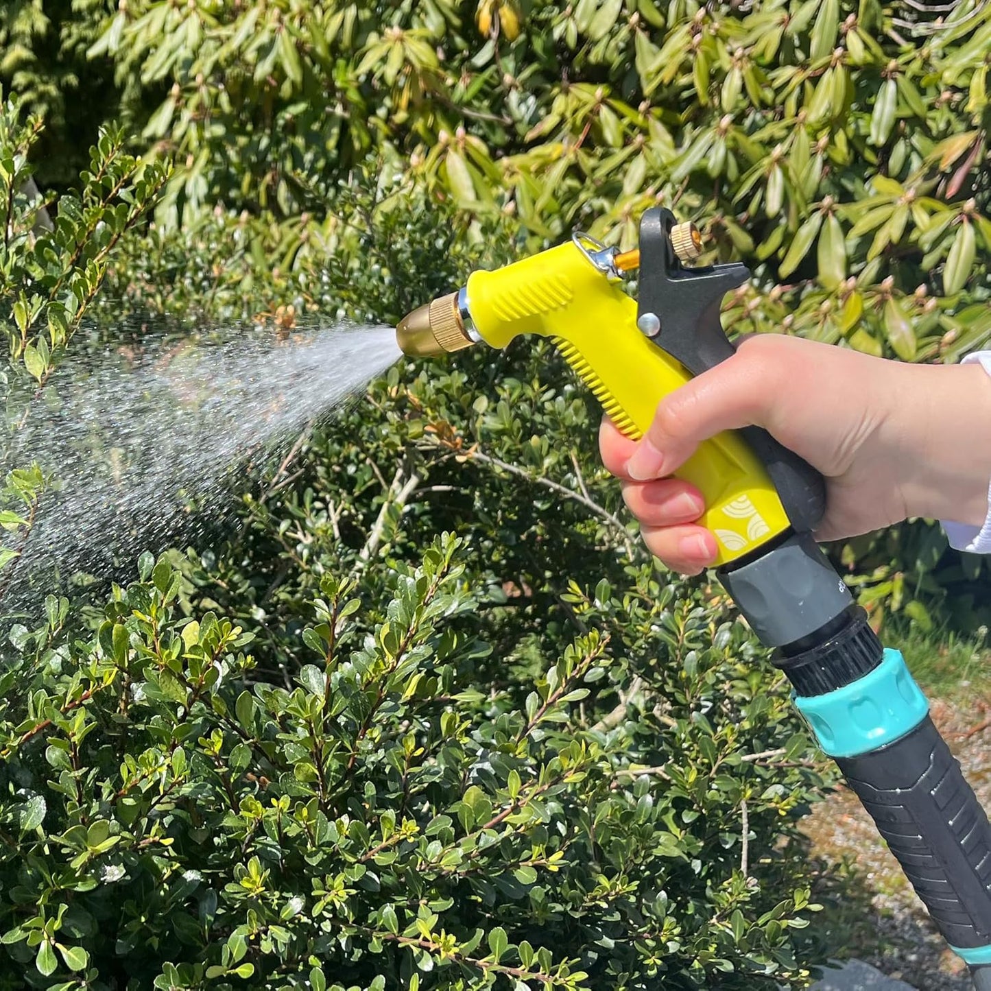 Adjustable Water Jet Hose Nozzle 500010 with Rear Trigger and Comfort Grip by New England Garden Tools for Cleaning, Watering Plants & Yards, Washing Cars & Pets