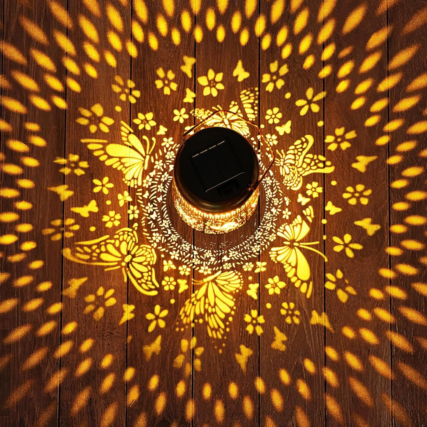 2 Pack Solar Lanterns Outdoor Butterfly Garden Decor, Birthday Gifts for Women Mom Grandma Waterproof Metal Hanging Solar Lights LED Decoration with Shepherd Hook Outside for Yard Porch Lawn Patio