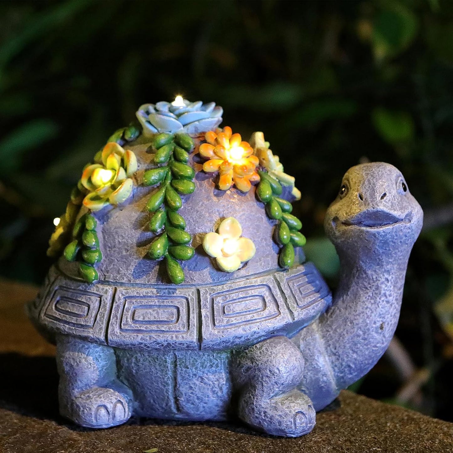 Solar Garden Turtle Decor Outdoor Statue - Turtle with LED Waterproof Sculptures Lights, Cute Pond/Yard Statues Outside Decoration, Home, Lawn, Patio, Resin Animal Ornament, Gardening Gift
