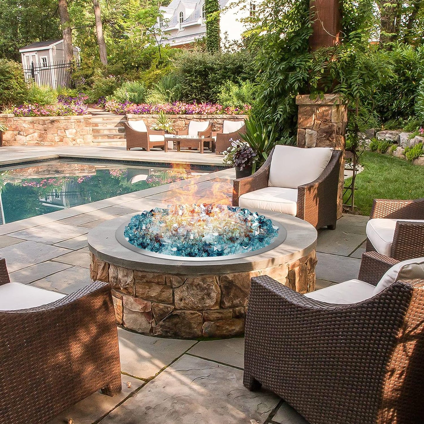Stanbroil 31-Inch Round Fire Pit Burner Pan, Drop-in Fire Pit Insert for Natural & Propane Gas Firepit Table, Stainless Steel, BTU 296,000 Max