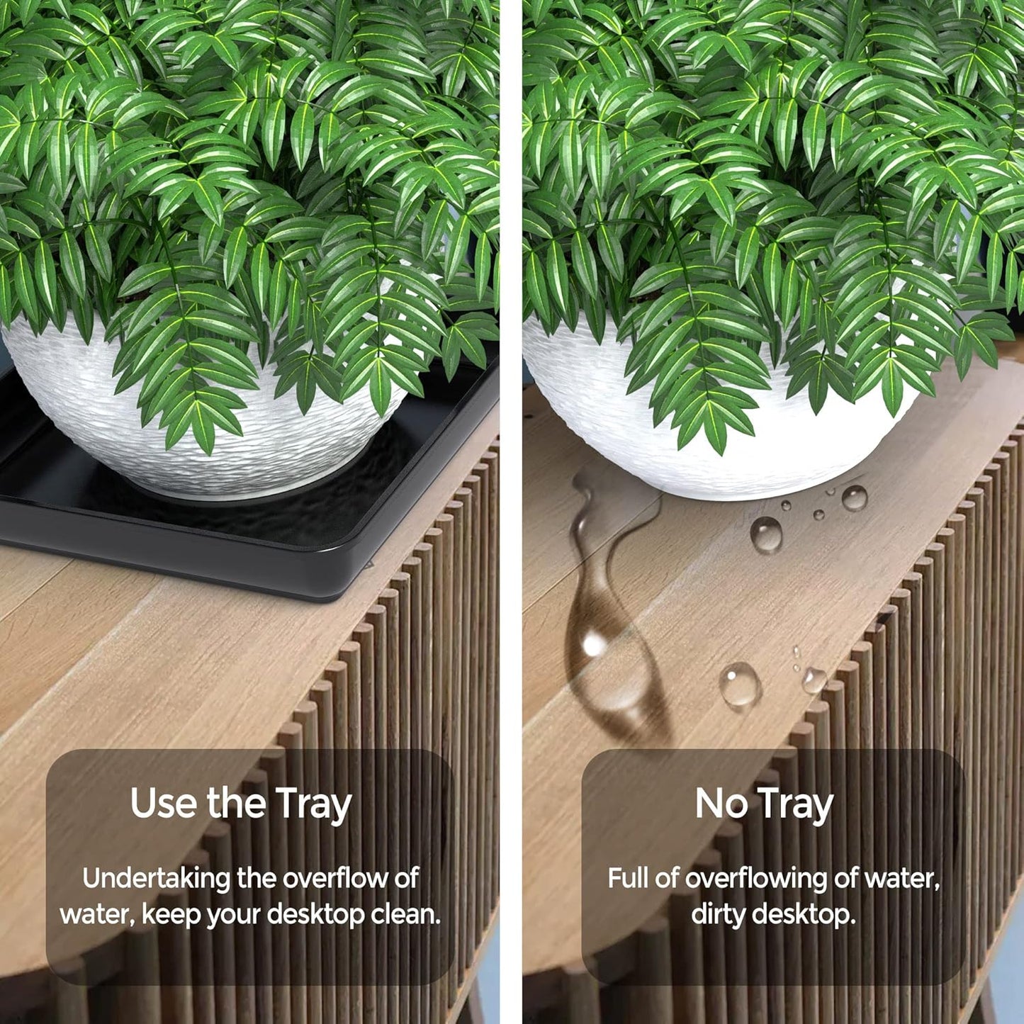 WAYNHUI Square Plant Saucer 6/8/10/12/14/16/18/20inches Square Plastic Basin Tray Large/Small Water Receiving Tray