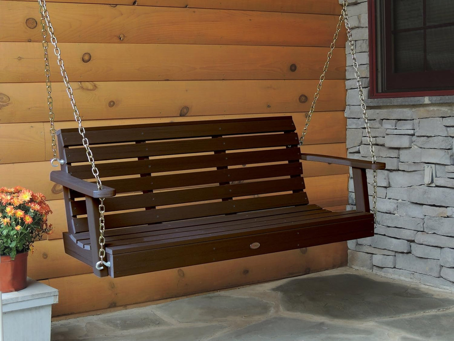 highwood Weatherly Porch Swing, 4 Feet, Weathered Acorn