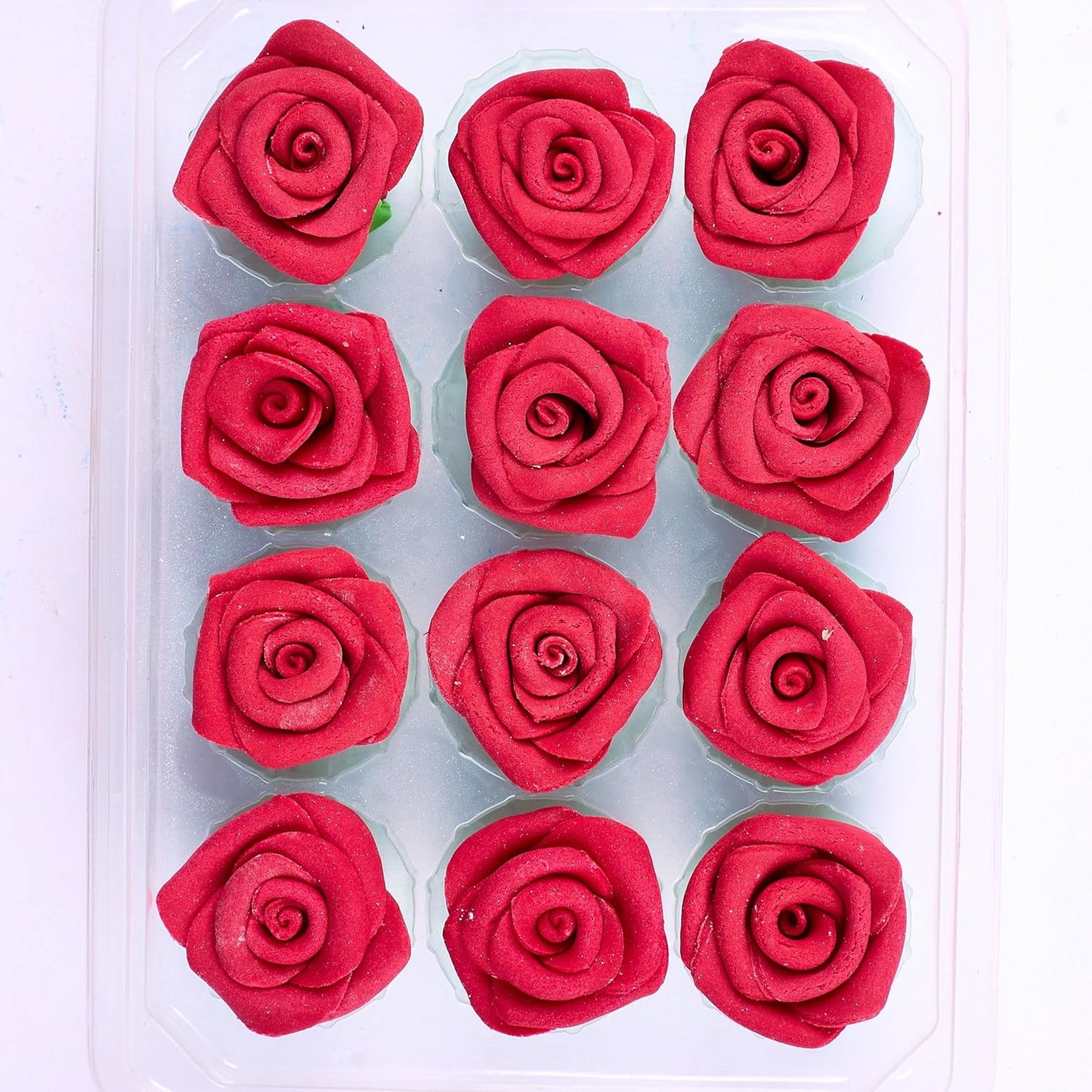 Confect Edible Rose Cake Toppers – Edible Roses for Cupcake & Cake Decorations- Vegan, Gluten-Free, Dairy-Free, Palm Oil-Free -Edible Viva Magenta Roses - Pack of 12