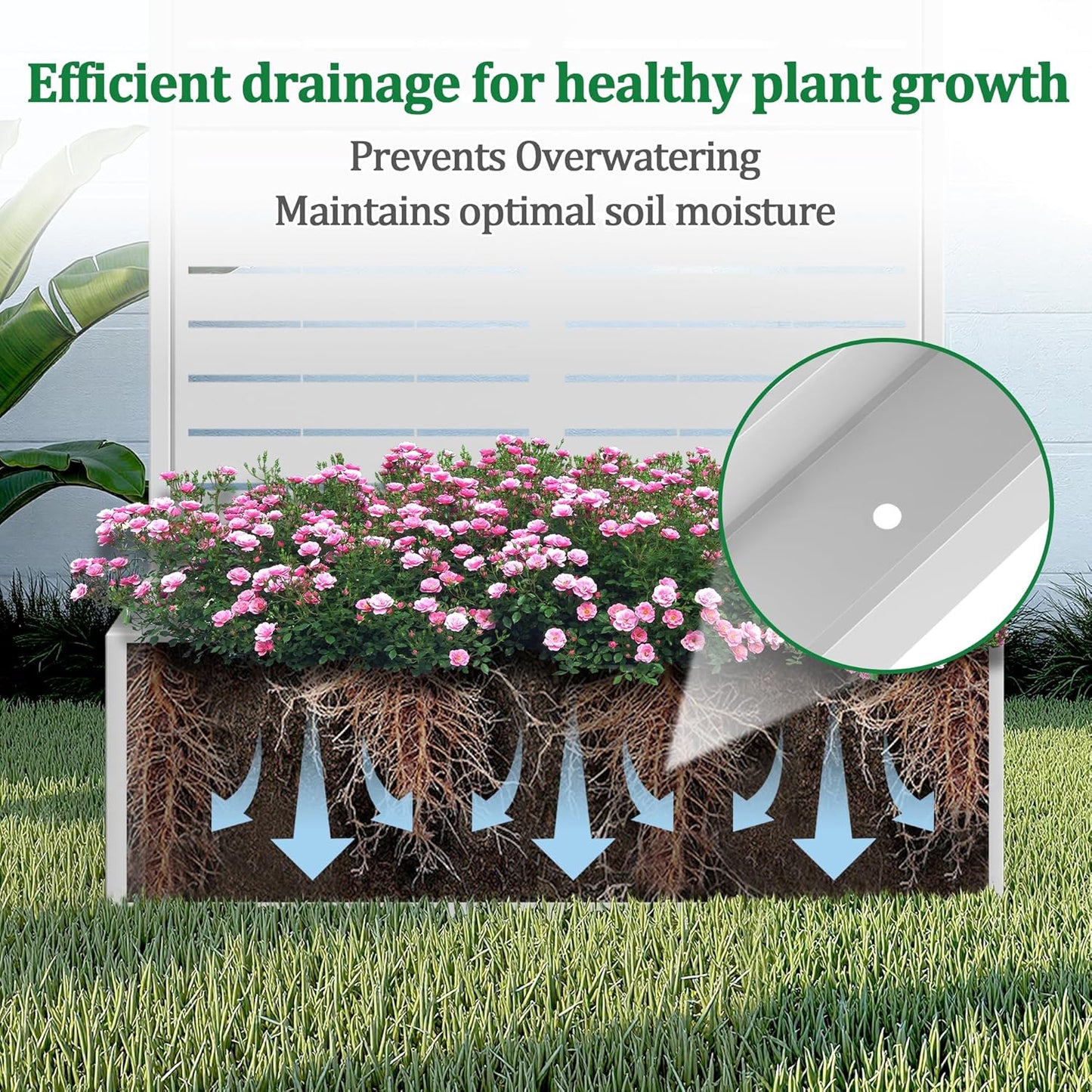 Metal Raised Garden Bed with Trellis, 2 in 1 Trellis with Planter Box & Privacy Screen for Climbing Plants, Vine, Outdoor Standing Flower Beds with Drainage Holes, 35.4"L x 15.7"W x 70.9"H, White