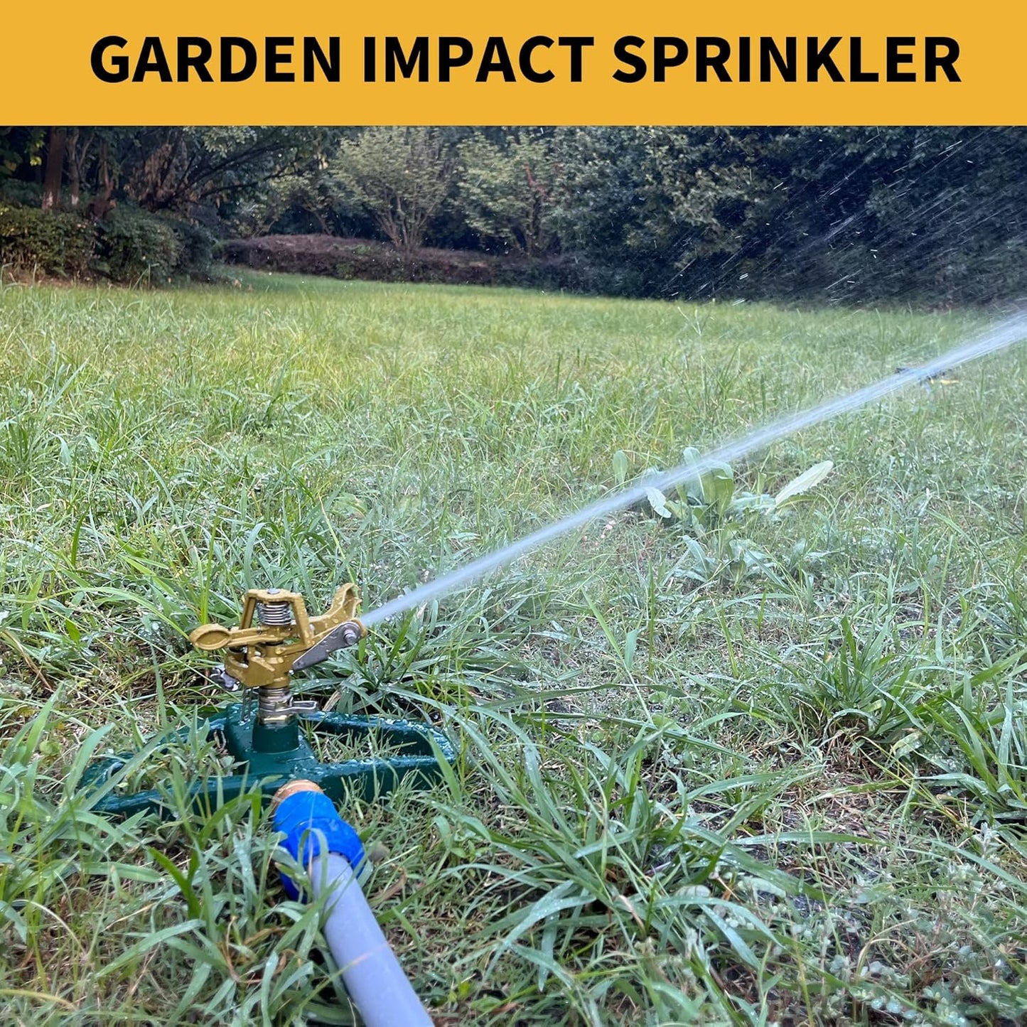 Impact Sprinklers for Yard with Metal Base, Heavy Duty Zinc Alloy Water Sprinkler for Lawn, Automatic 360° Roating for Large Lawn and Garden, Coverage up to 5,800 Sq.Ft, Olive