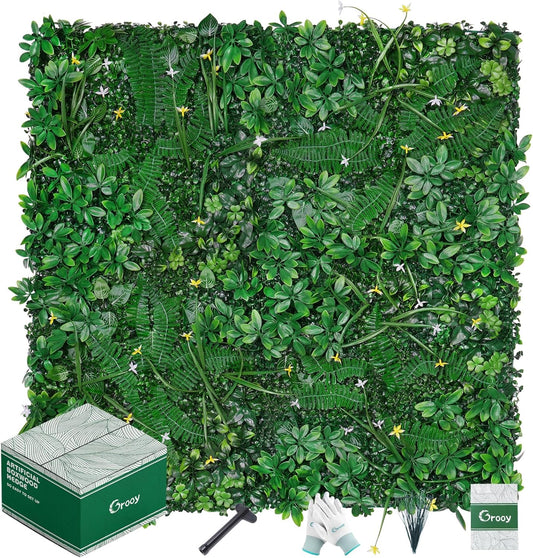 Grass Wall 20"x20" Pack of 12, Artificial Boxwood Panels, Privacy Hedge Fence Screen with UV Protection, Greenery Backdrop for Indoor Home Wedding Decor and Outdoor Garden Backyard