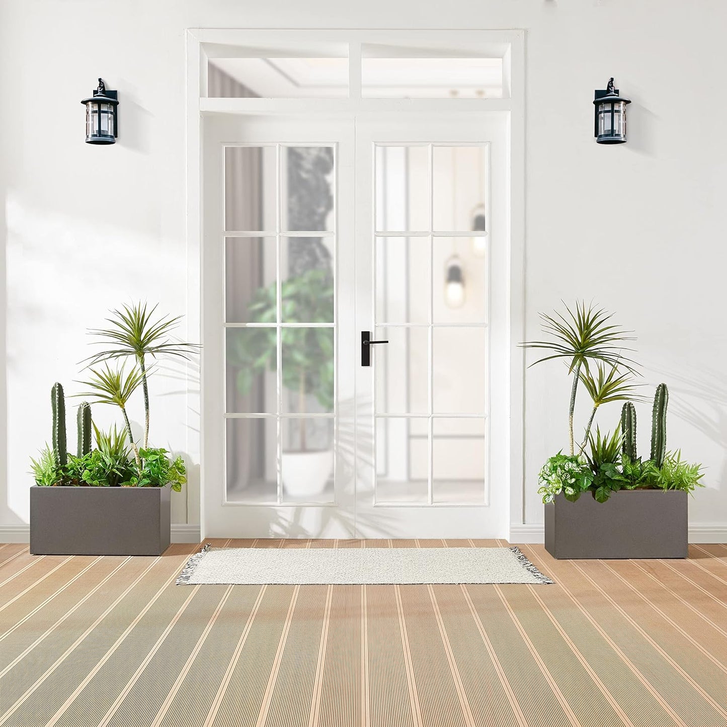 Metallic Heavy Rectangle Planter Box for Outdoor/Indoor 25Lx11Wx13H Inches 22Pounds Gray